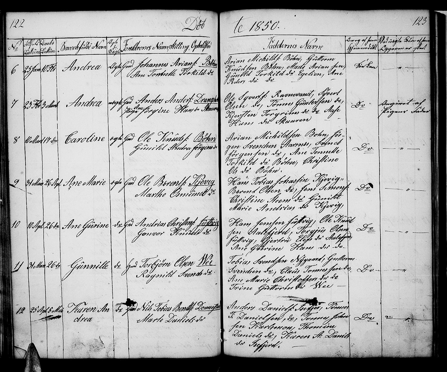 Tveit sokneprestkontor, SAK/1111-0043/F/Fb/L0002: Parish register (copy) no. B 2, 1835-1854, p. 122-123