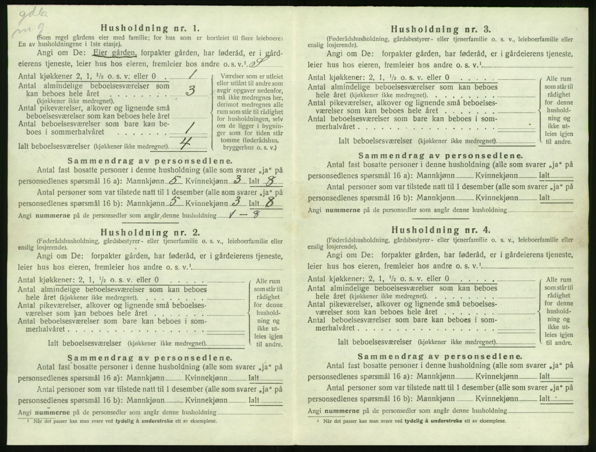 SAT, 1920 census for Volda, 1920, p. 1181