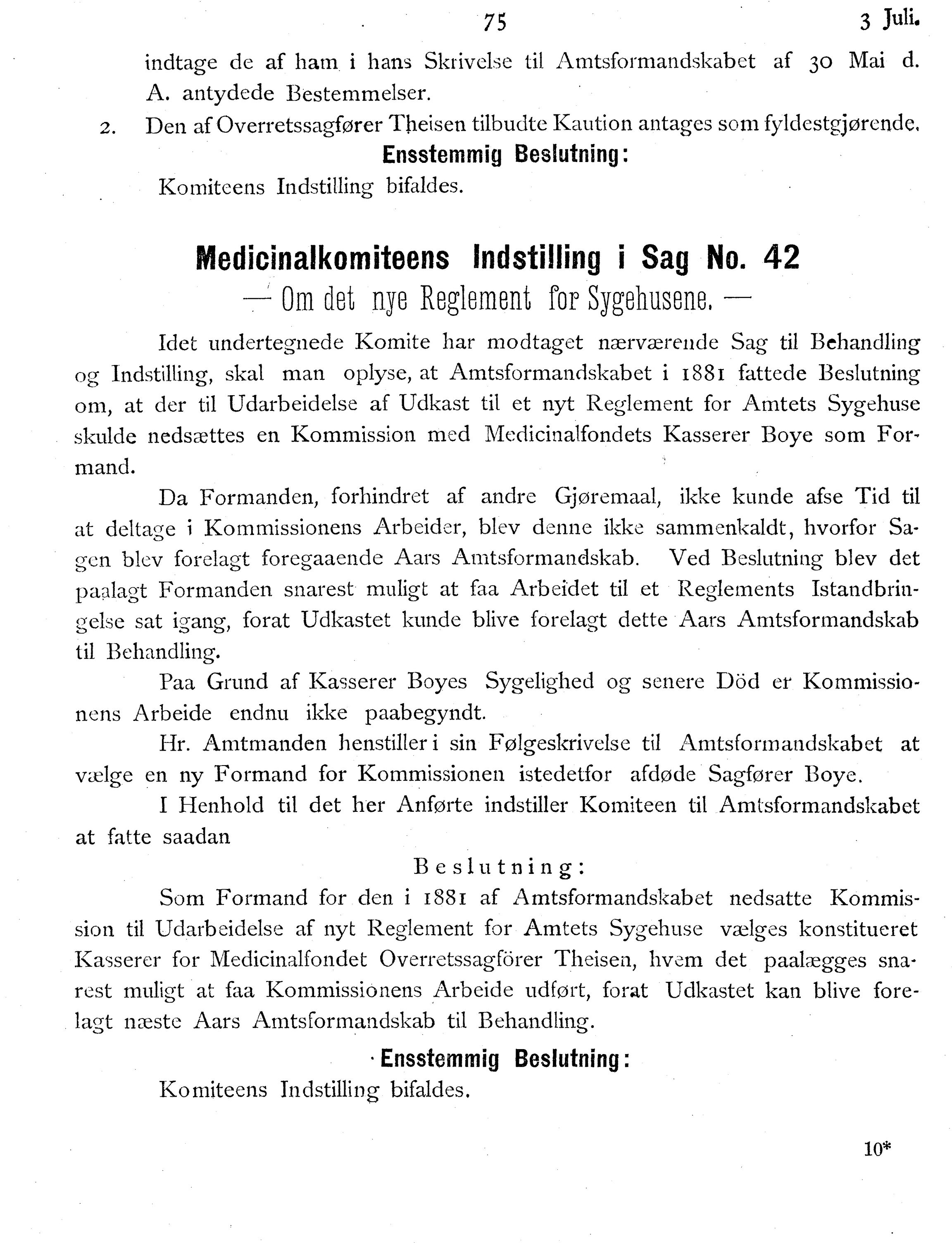 Nordland Fylkeskommune. Fylkestinget, AIN/NFK-17/176/A/Ac/L0014: Fylkestingsforhandlinger 1881-1885, 1881-1885