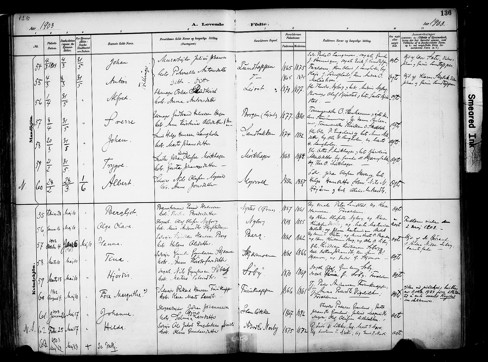 Elverum prestekontor, SAH/PREST-044/H/Ha/Haa/L0014: Parish register (official) no. 14, 1891-1909, p. 136