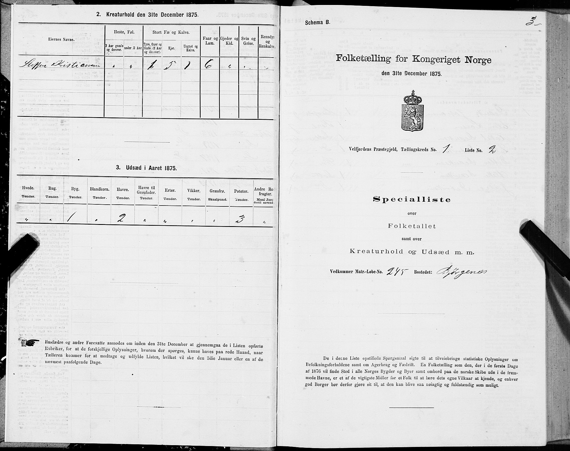 SAT, 1875 census for 1813P Velfjord, 1875, p. 1003