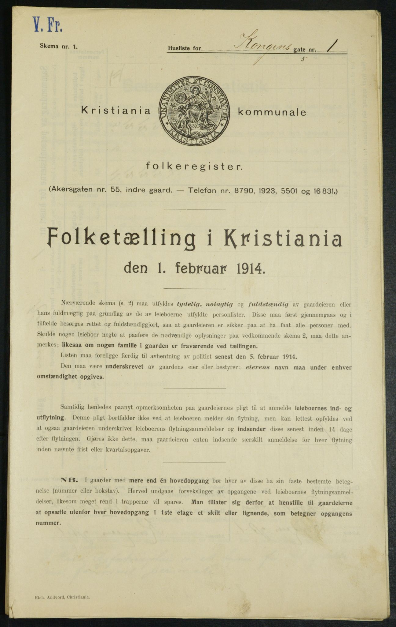 OBA, Municipal Census 1914 for Kristiania, 1914, p. 52378