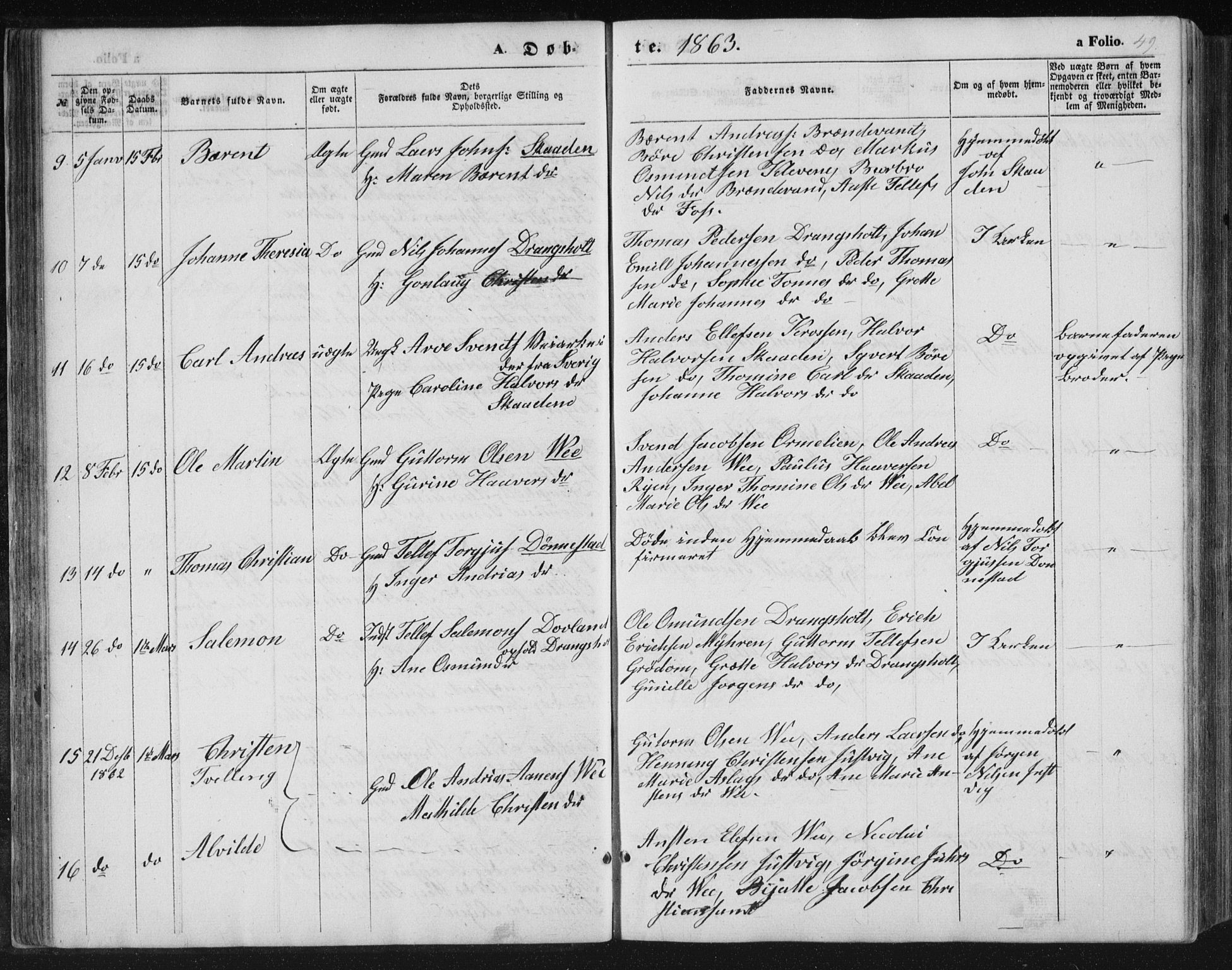 Tveit sokneprestkontor, AV/SAK-1111-0043/F/Fb/L0003: Parish register (copy) no. B 3, 1854-1886, p. 49