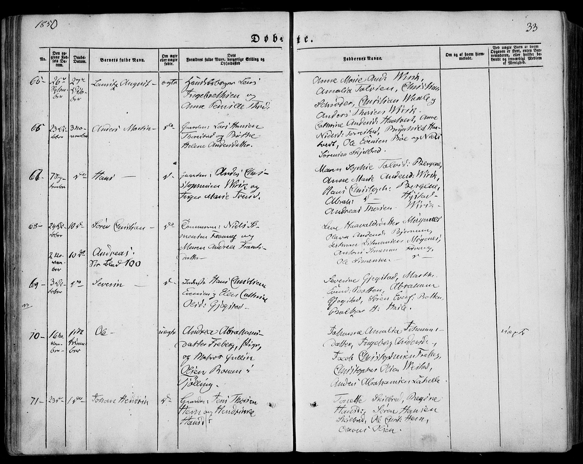 Sandar kirkebøker, SAKO/A-243/F/Fa/L0006: Parish register (official) no. 6, 1847-1860, p. 33