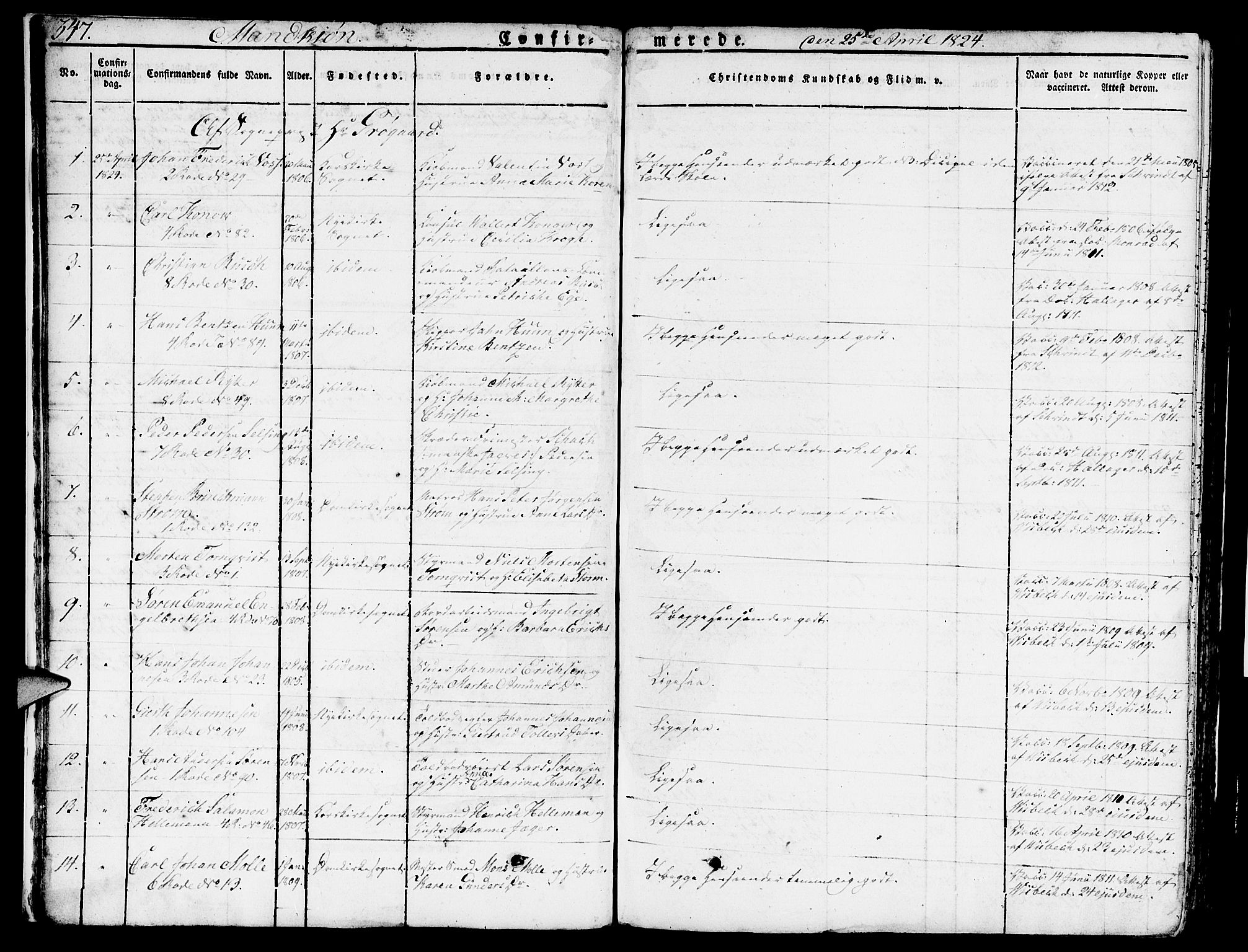 Nykirken Sokneprestembete, SAB/A-77101/H/Hab: Parish register (copy) no. A 5II, 1821-1843, p. 347