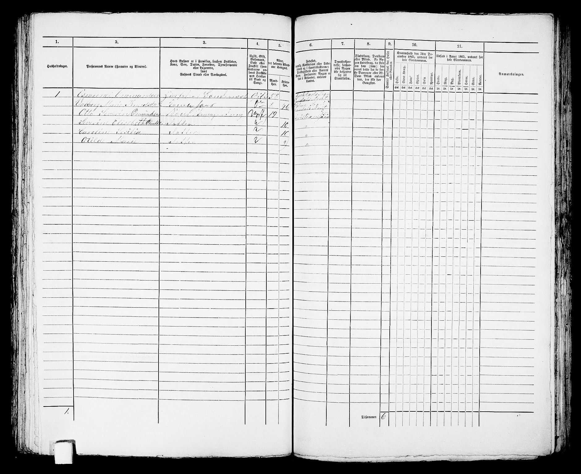 RA, 1865 census for Kristiansand, 1865, p. 1924