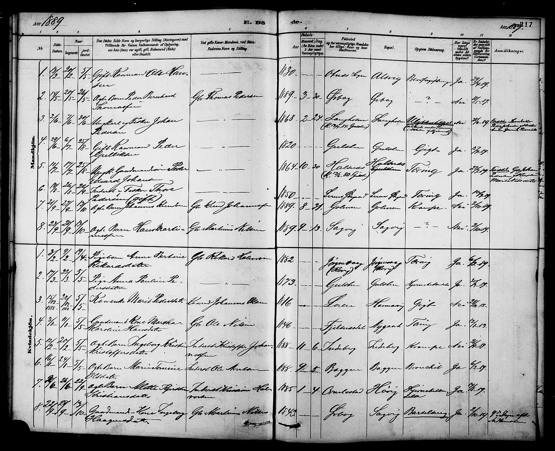 Ministerialprotokoller, klokkerbøker og fødselsregistre - Møre og Romsdal, AV/SAT-A-1454/577/L0896: Parish register (official) no. 577A03, 1880-1898, p. 217