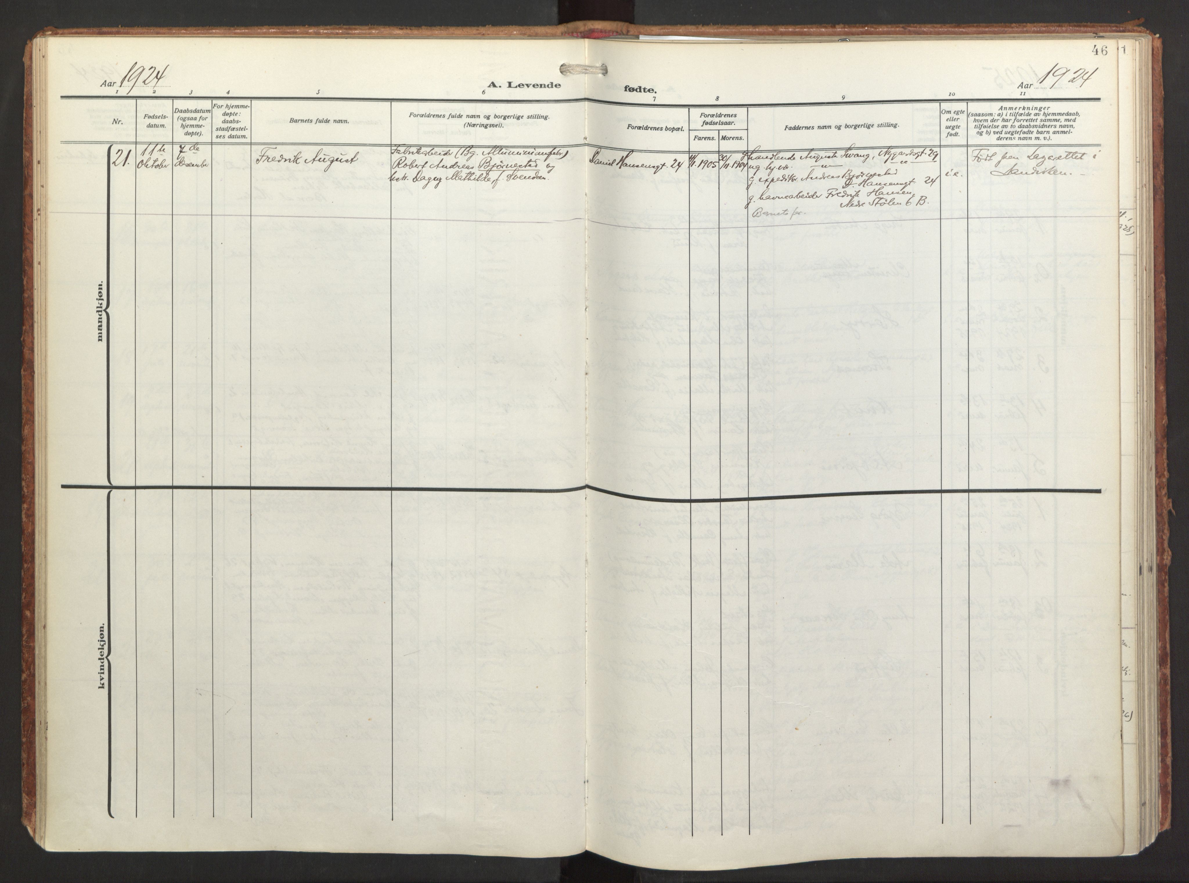 St. Jacob sokneprestembete, AV/SAB-A-78001/H/Haa/L0001: Parish register (official) no. A 1, 1917-1952, p. 46