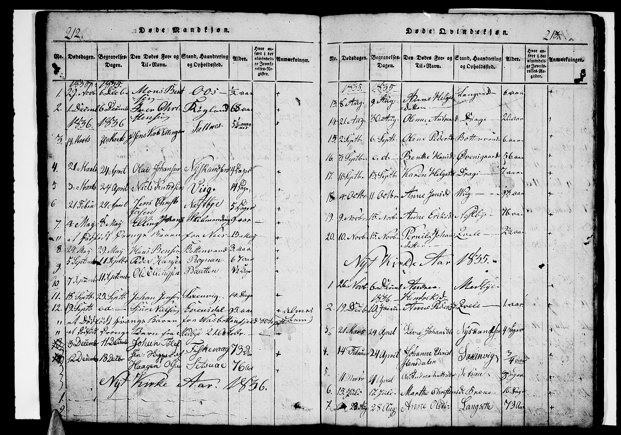 Ministerialprotokoller, klokkerbøker og fødselsregistre - Nordland, SAT/A-1459/847/L0676: Parish register (copy) no. 847C04, 1821-1853, p. 212-213