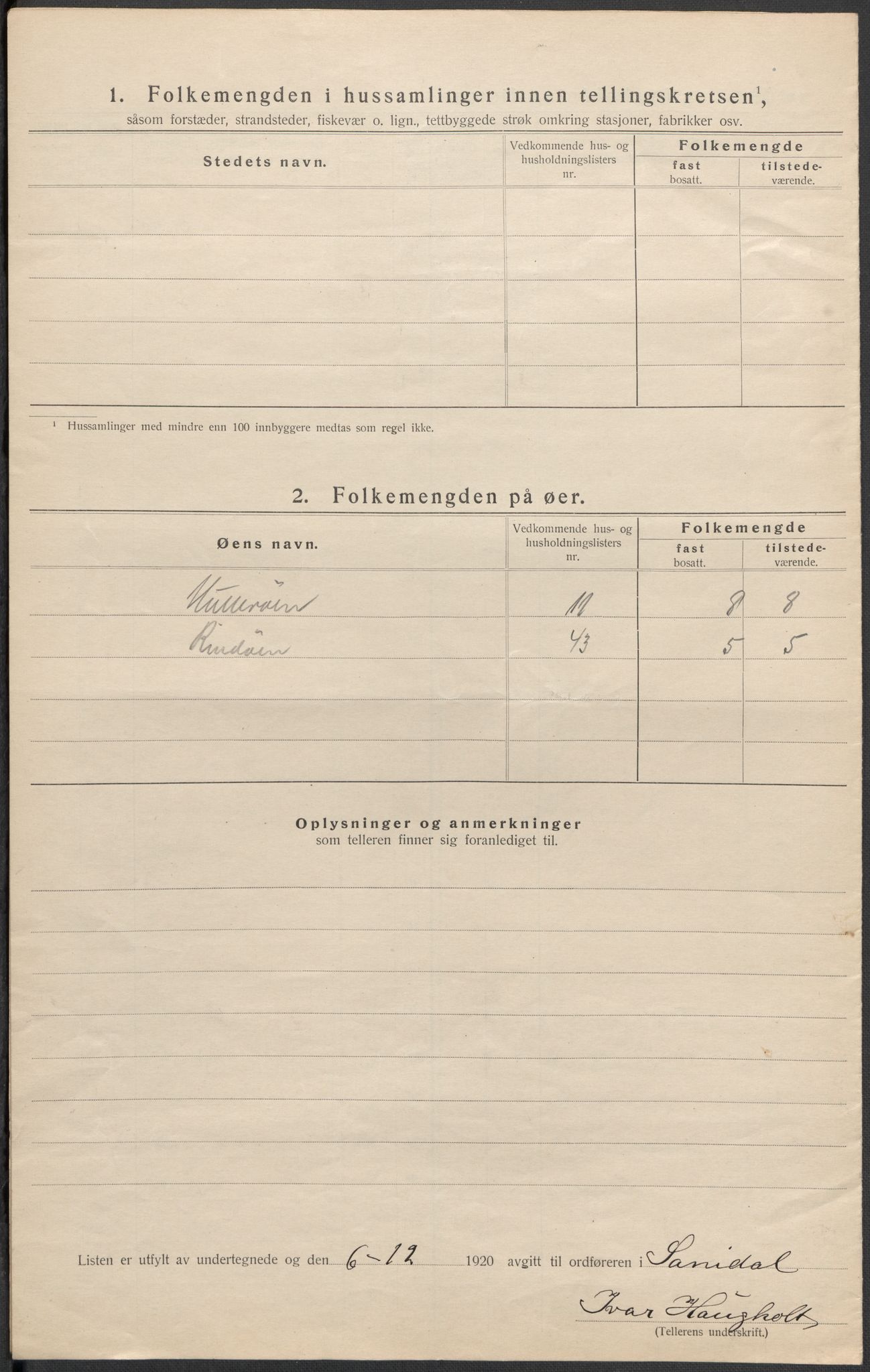 SAKO, 1920 census for Sannidal, 1920, p. 12