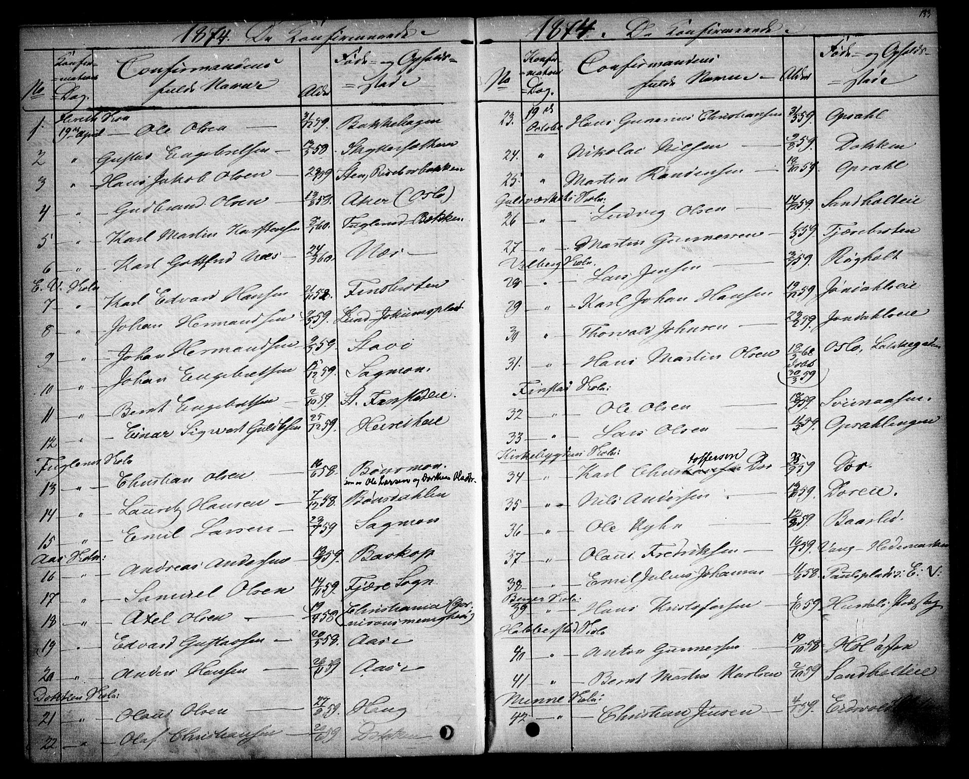 Eidsvoll prestekontor Kirkebøker, SAO/A-10888/G/Ga/L0003: Parish register (copy) no. I 3, 1871-1877, p. 133