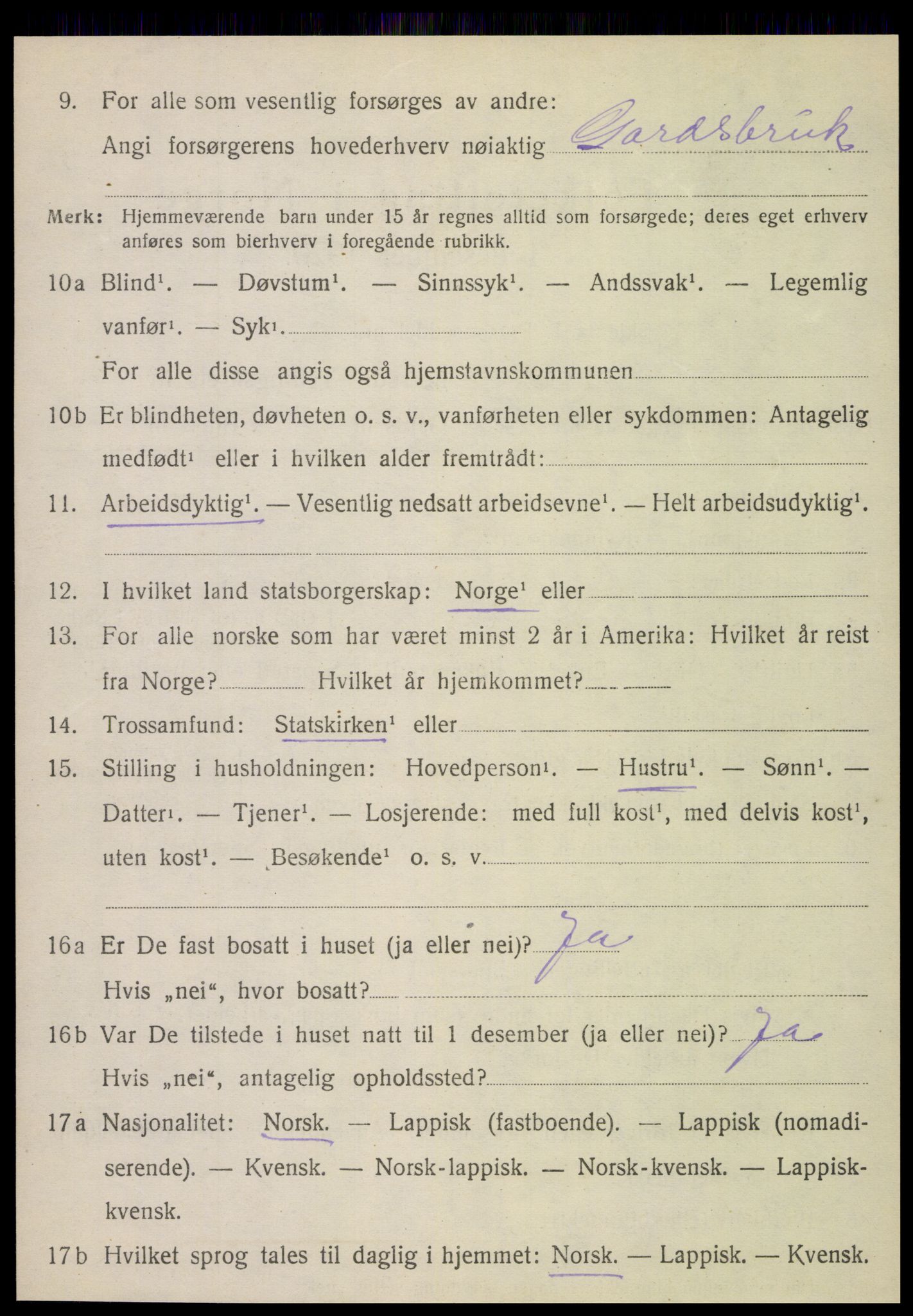 SAT, 1920 census for Vefsn, 1920, p. 1830