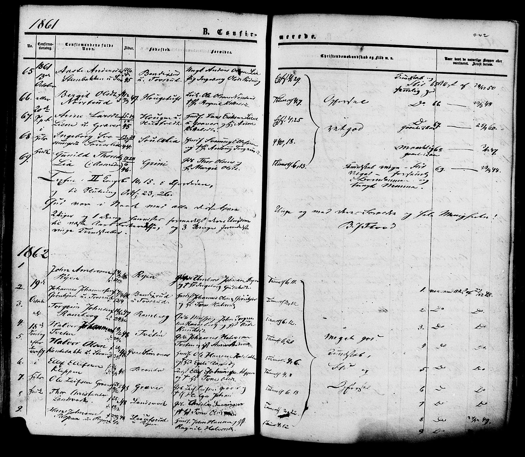 Heddal kirkebøker, SAKO/A-268/F/Fa/L0007: Parish register (official) no. I 7, 1855-1877, p. 243