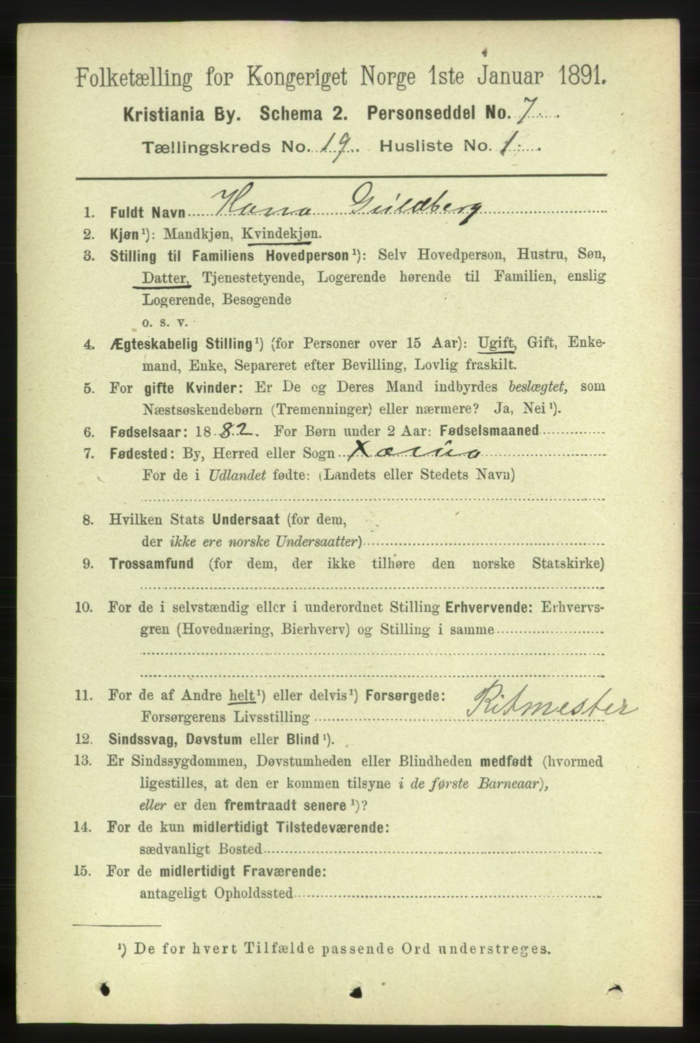 RA, 1891 census for 0301 Kristiania, 1891, p. 9518