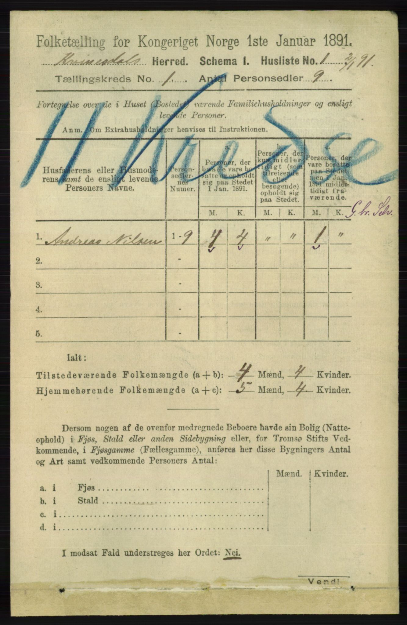 RA, 1891 census for 1037 Kvinesdal, 1891, p. 36