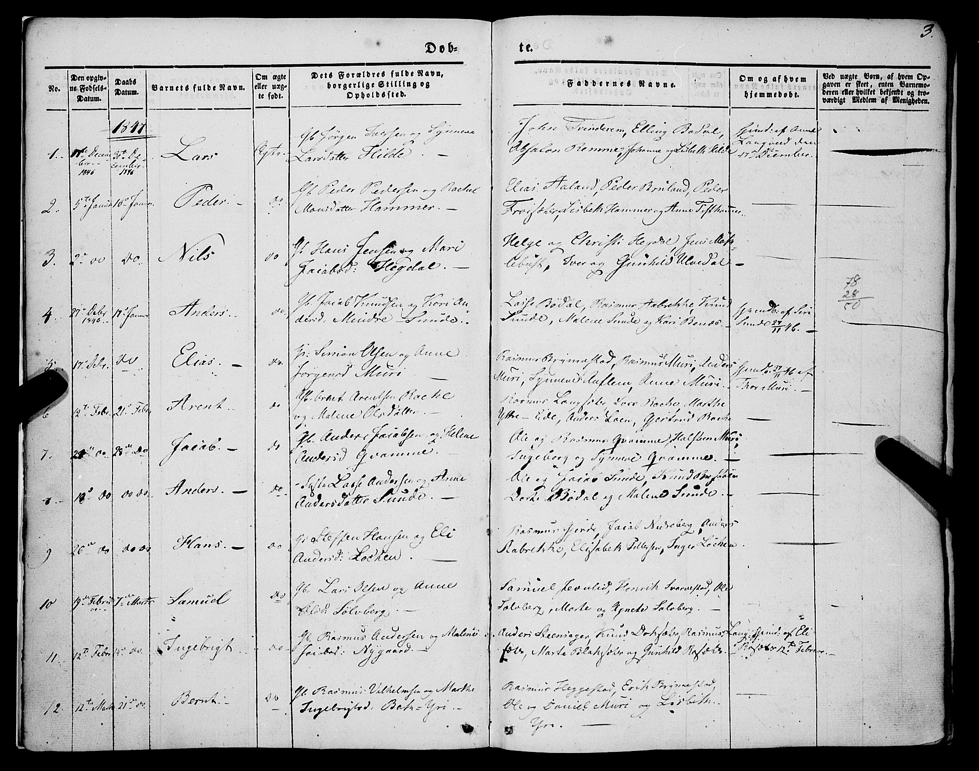 Innvik sokneprestembete, SAB/A-80501: Parish register (official) no. A 5, 1847-1865, p. 3