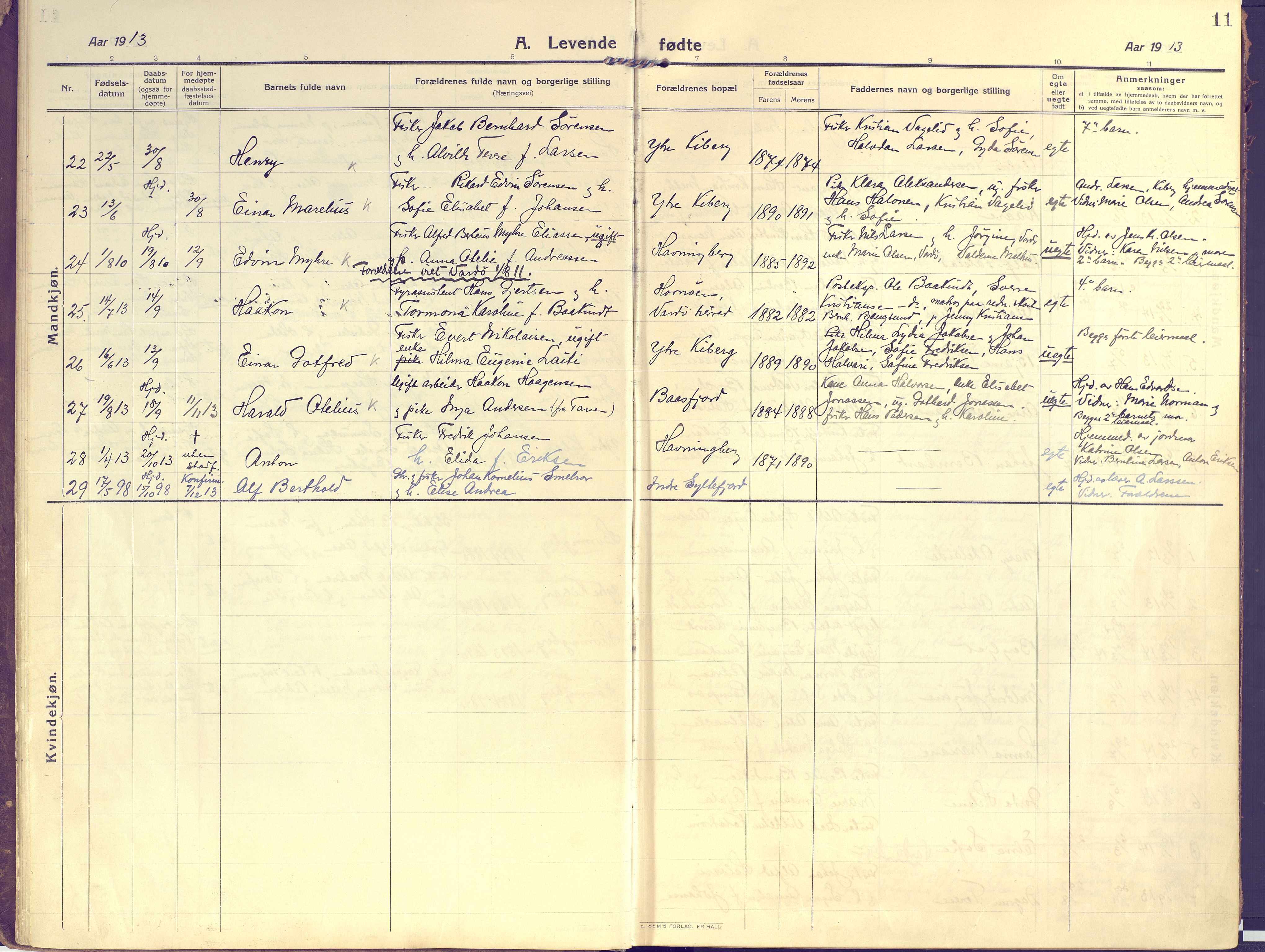 Vardø sokneprestkontor, AV/SATØ-S-1332/H/Ha/L0013kirke: Parish register (official) no. 13, 1912-1928, p. 11