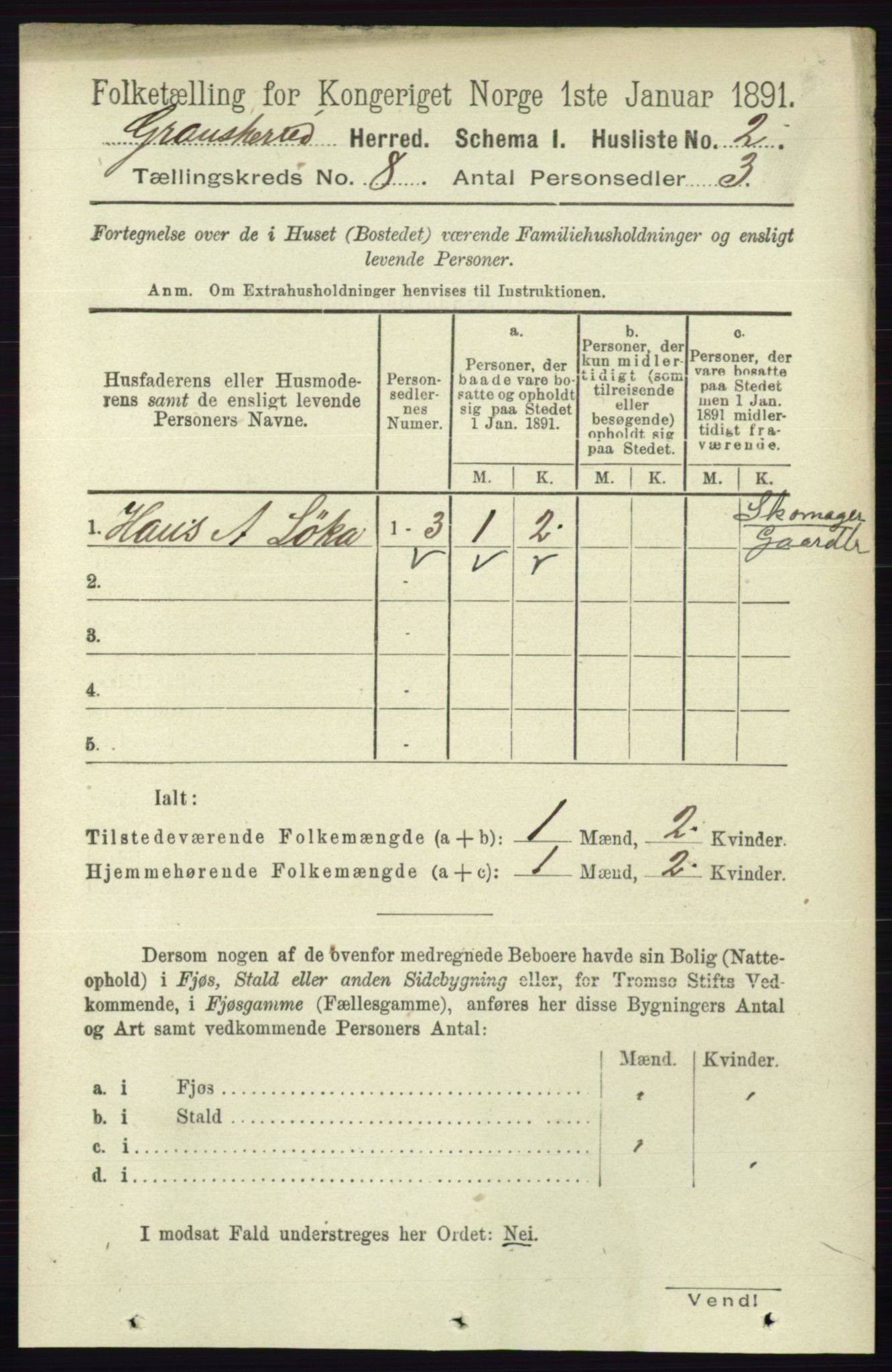 RA, 1891 census for 0824 Gransherad, 1891, p. 1378