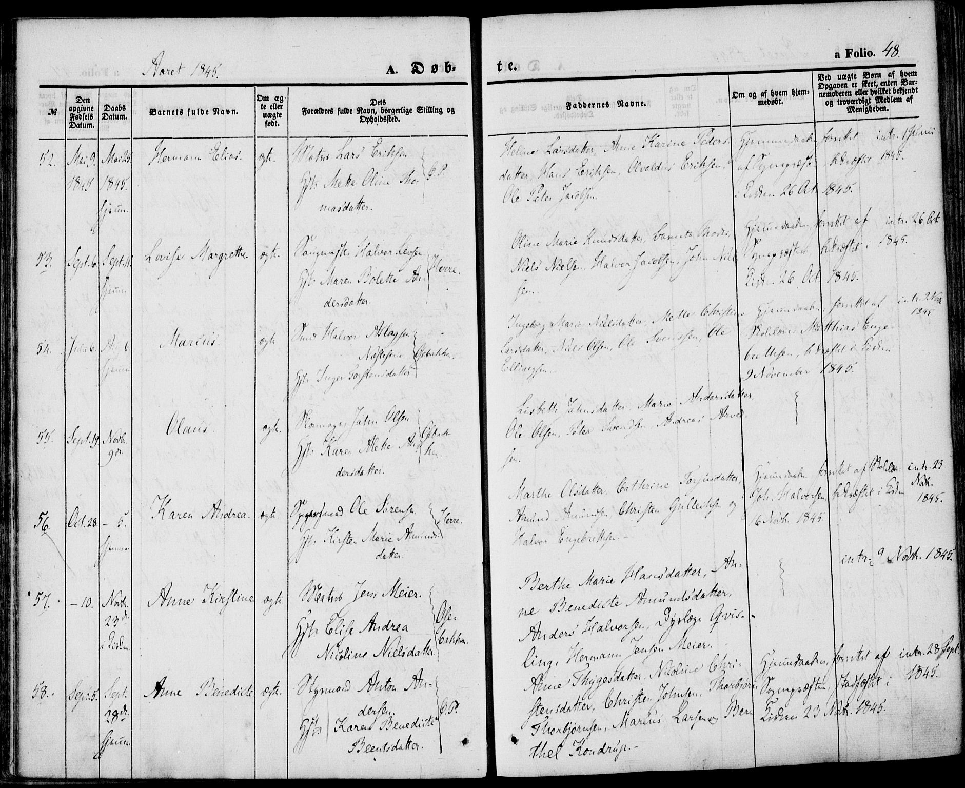 Porsgrunn kirkebøker , AV/SAKO-A-104/F/Fa/L0006: Parish register (official) no. 6, 1841-1857, p. 48