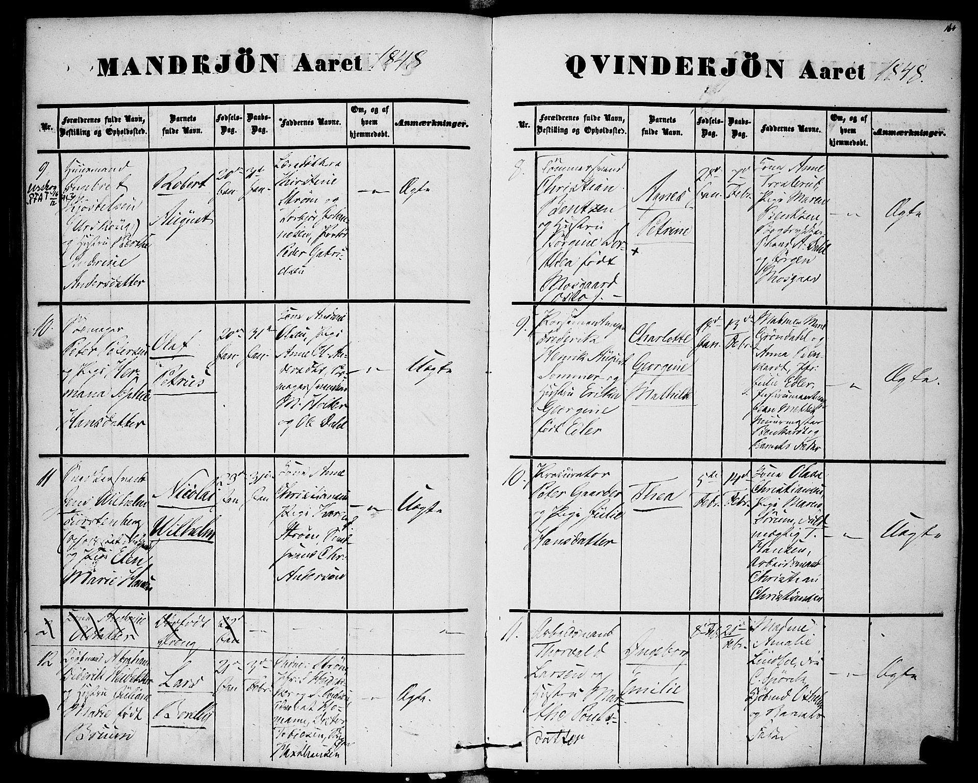 Rikshospitalet prestekontor Kirkebøker, SAO/A-10309b/F/L0003: Parish register (official) no. 3, 1841-1853, p. 164