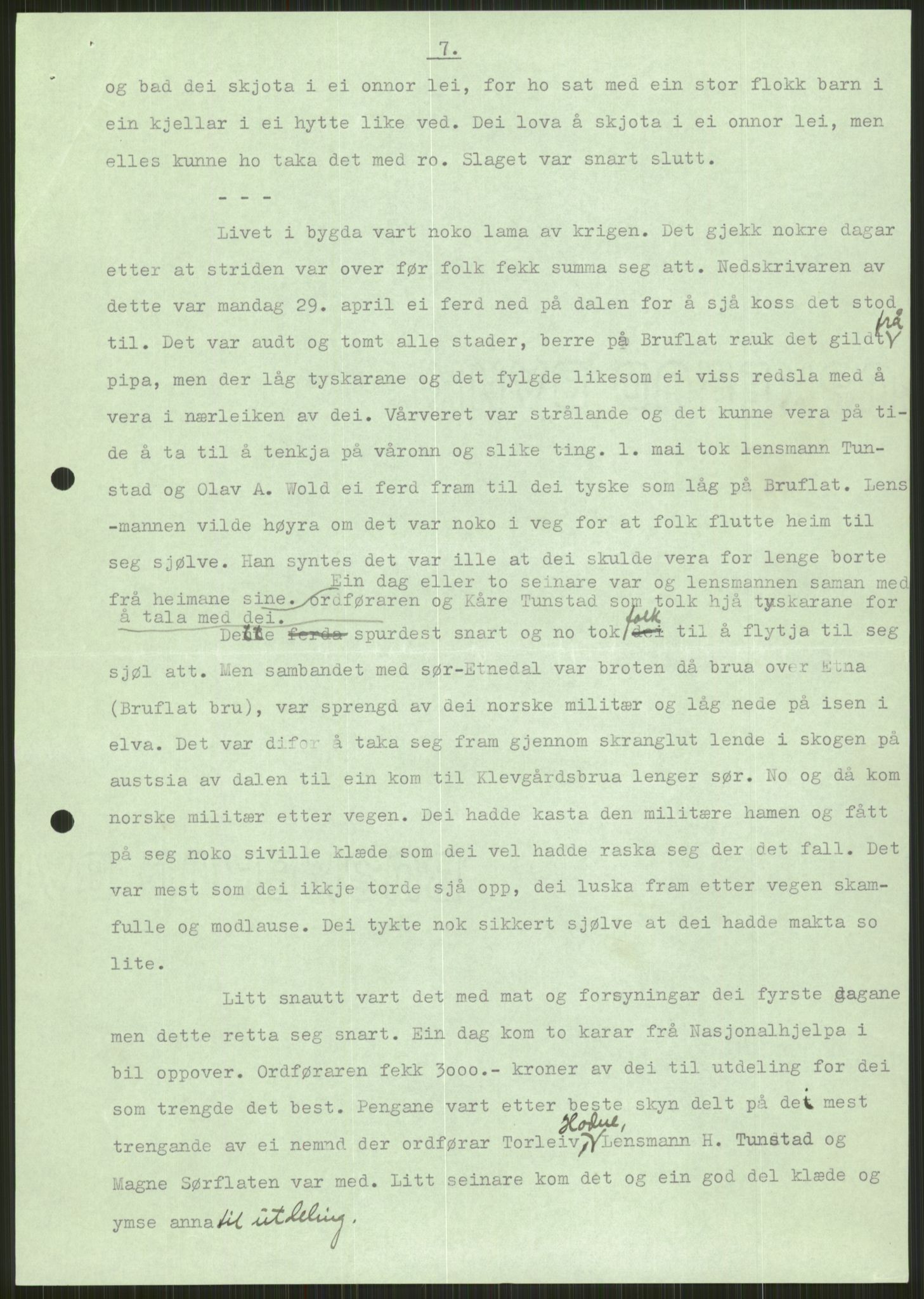 Forsvaret, Forsvarets krigshistoriske avdeling, AV/RA-RAFA-2017/Y/Ya/L0014: II-C-11-31 - Fylkesmenn.  Rapporter om krigsbegivenhetene 1940., 1940, p. 155