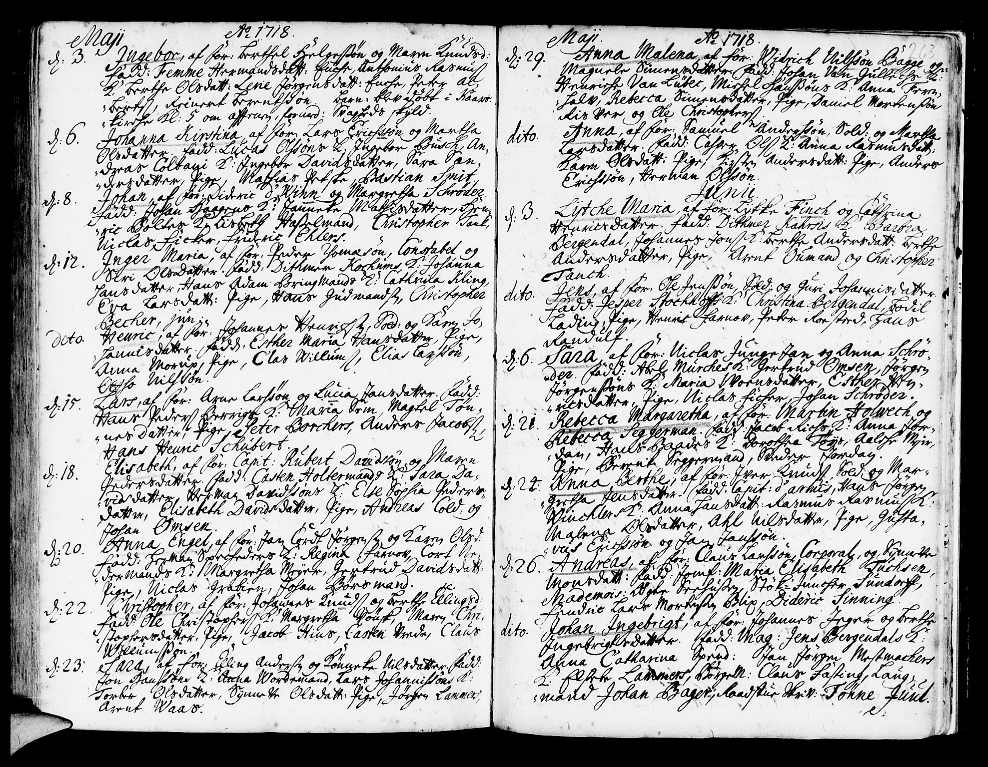 Korskirken sokneprestembete, SAB/A-76101/H/Haa/L0003: Parish register (official) no. A 3, 1698-1719, p. 263