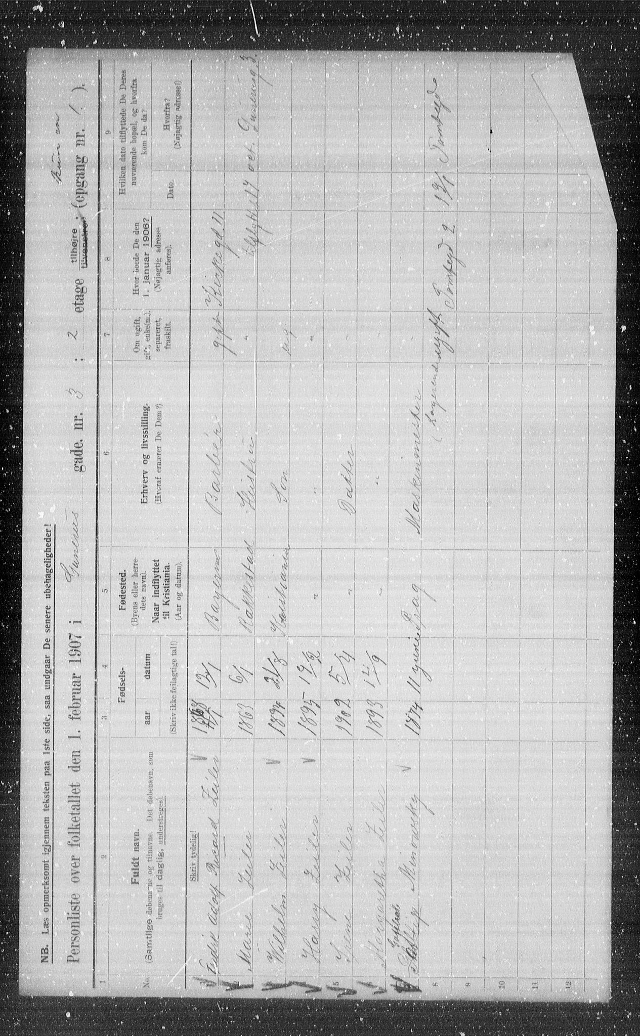 OBA, Municipal Census 1907 for Kristiania, 1907, p. 16546