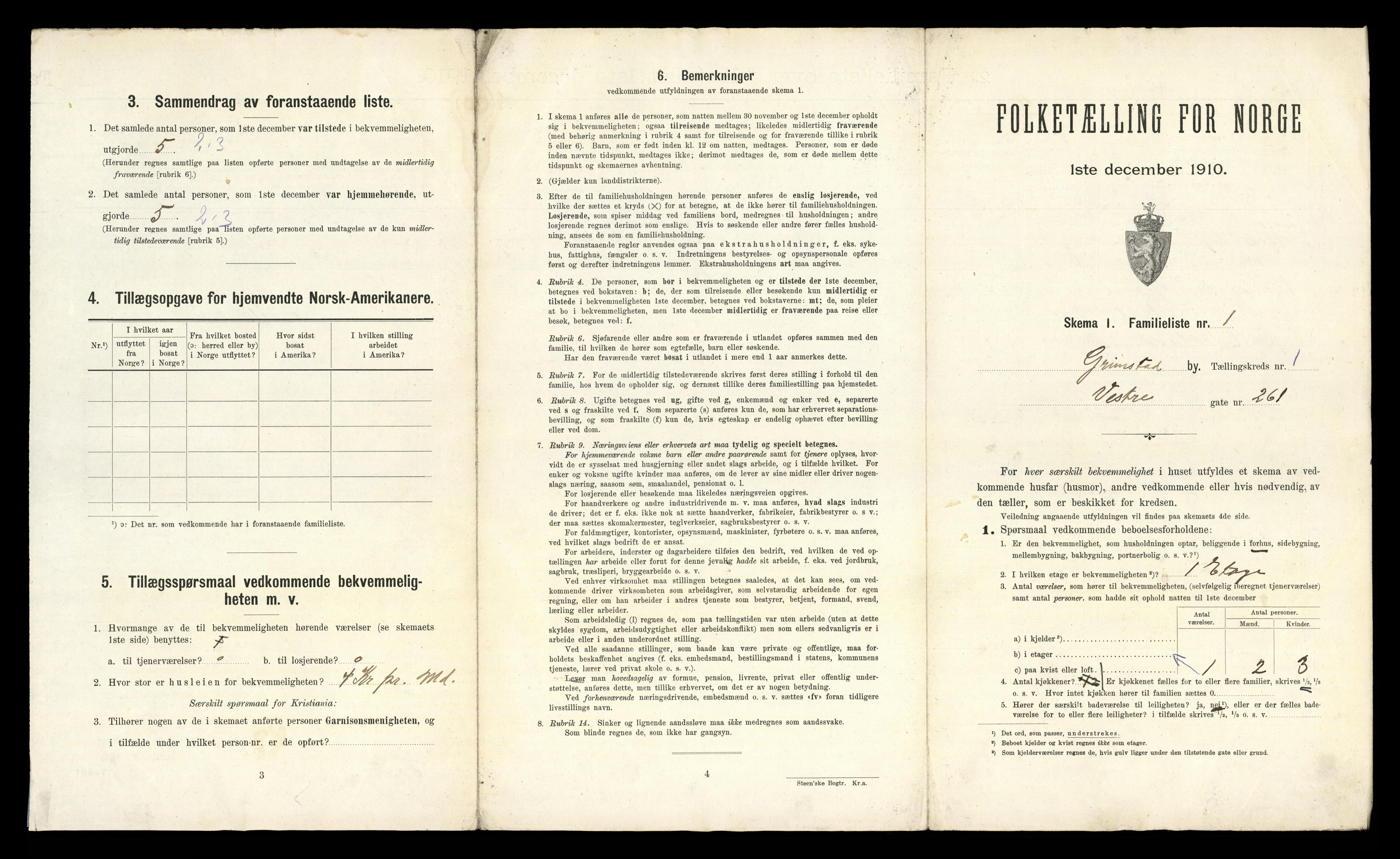 RA, 1910 census for Grimstad, 1910, p. 32