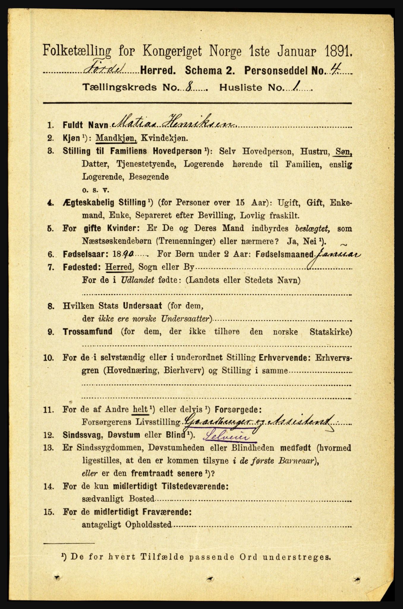 RA, 1891 census for 1432 Førde, 1891, p. 2878