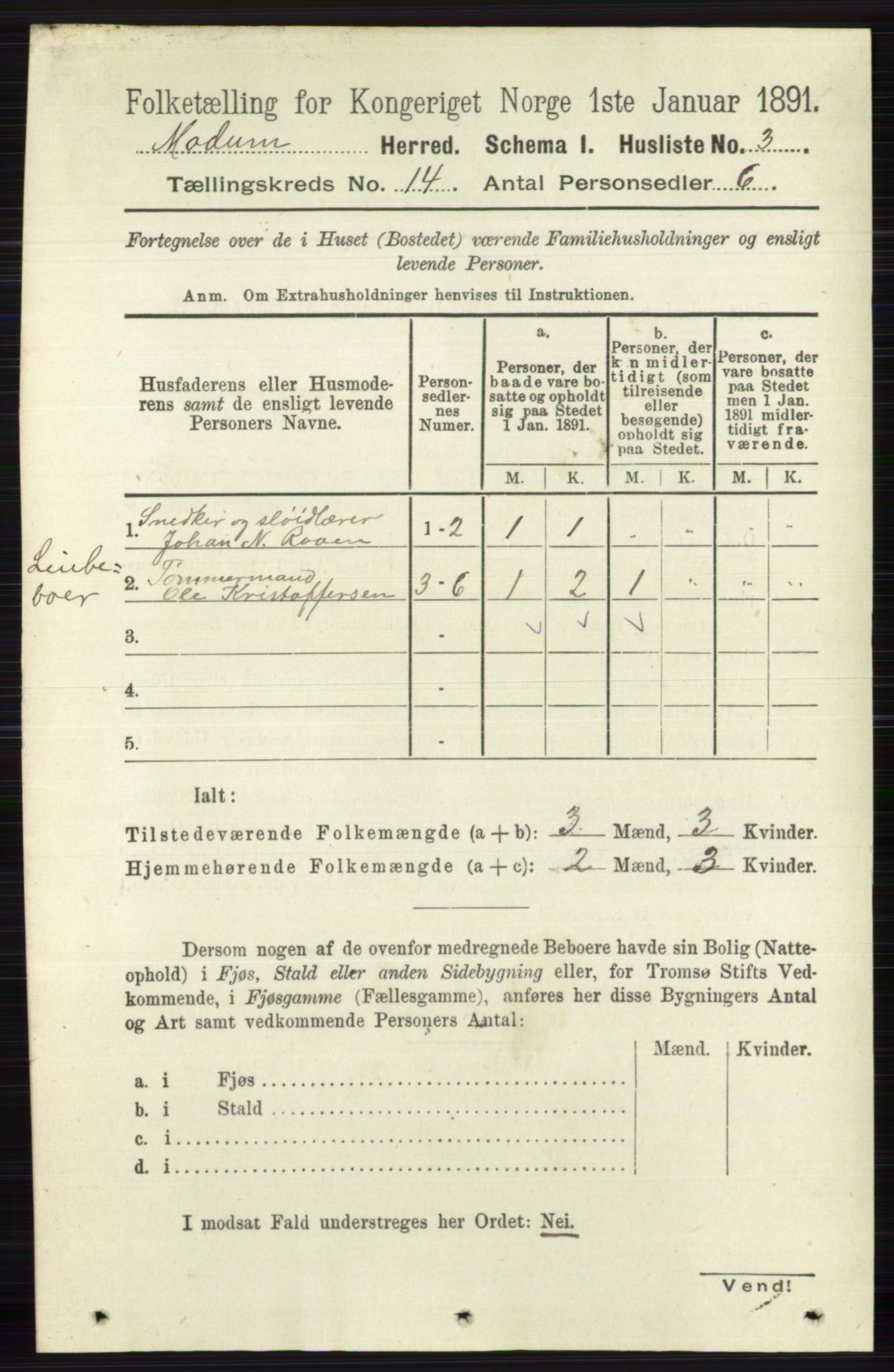 RA, 1891 census for 0623 Modum, 1891, p. 5354