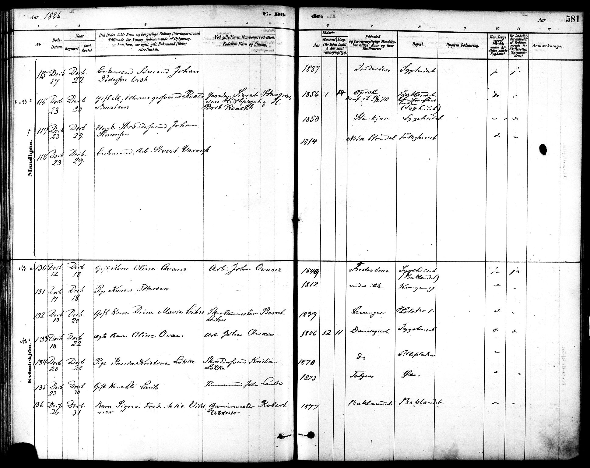 Ministerialprotokoller, klokkerbøker og fødselsregistre - Sør-Trøndelag, SAT/A-1456/601/L0058: Parish register (official) no. 601A26, 1877-1891, p. 581