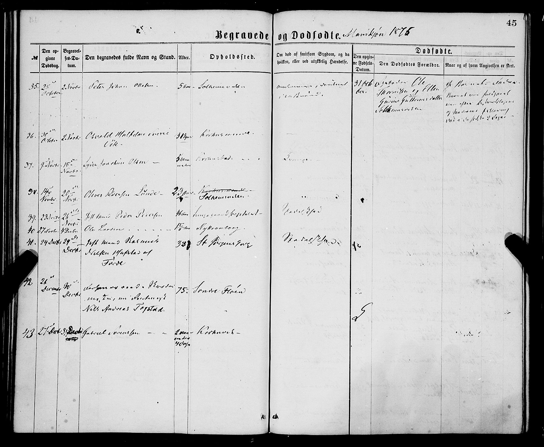 St. Jørgens hospital og Årstad sokneprestembete, AV/SAB-A-99934: Parish register (official) no. A 11, 1864-1886, p. 45