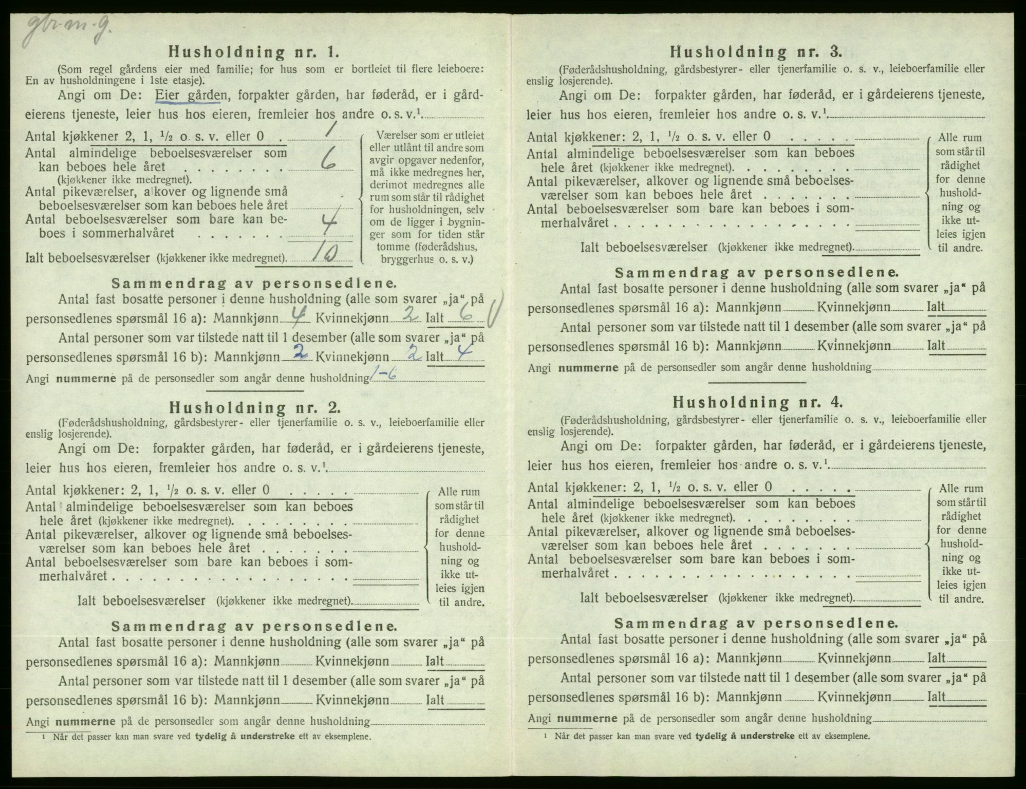 SAB, 1920 census for Fjelberg, 1920, p. 319