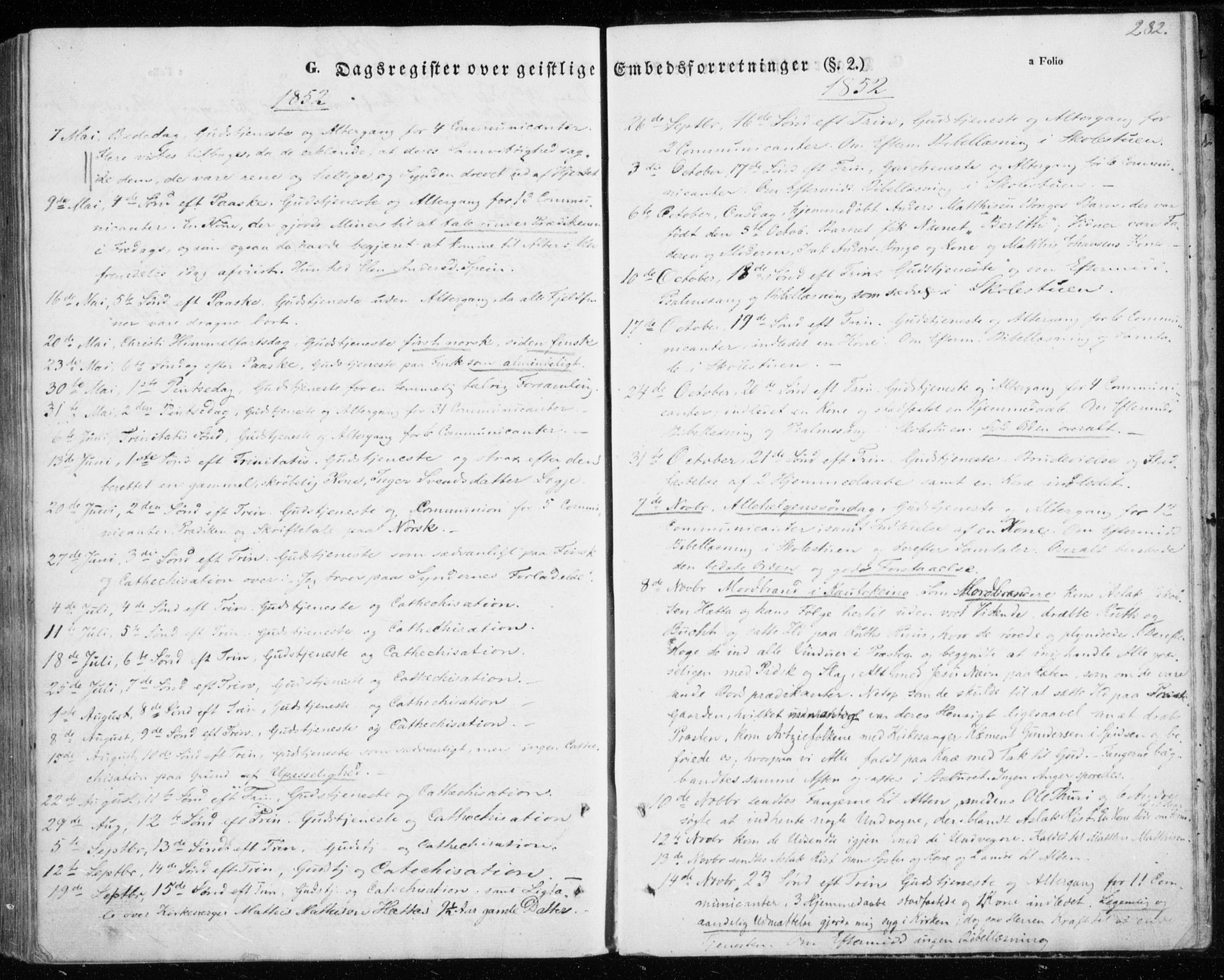 Kautokeino sokneprestembete, SATØ/S-1340/H/Ha/L0002.kirke: Parish register (official) no. 2, 1843-1861, p. 282