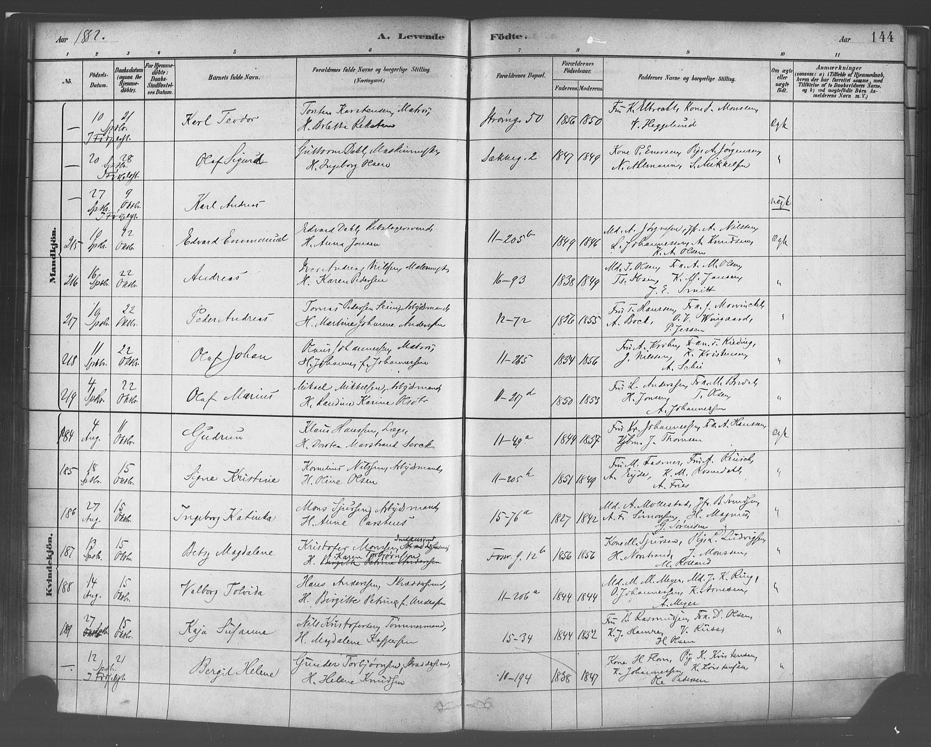 Domkirken sokneprestembete, AV/SAB-A-74801/H/Haa/L0023: Parish register (official) no. B 6, 1879-1887, p. 144