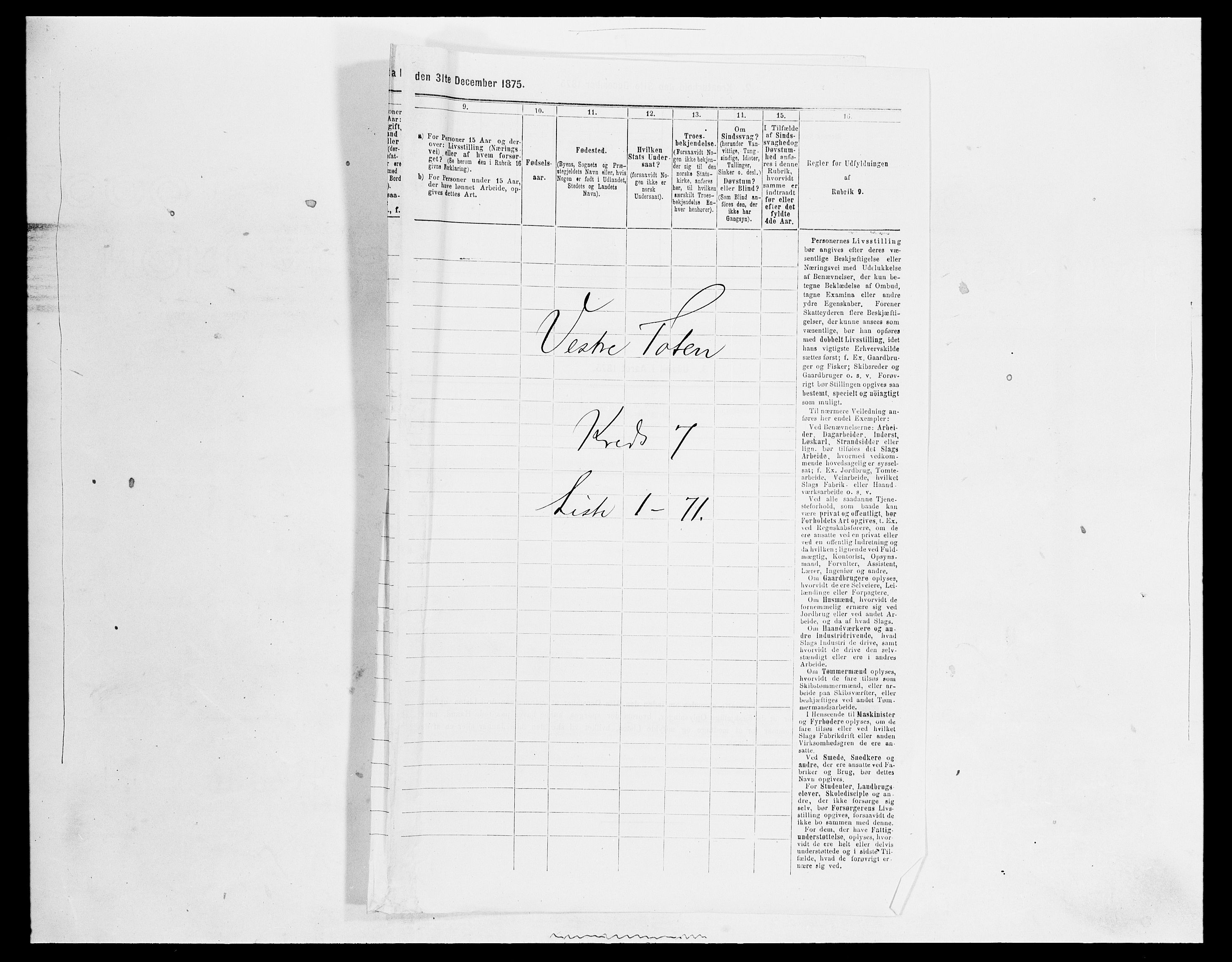 SAH, 1875 census for 0529P Vestre Toten, 1875, p. 1366