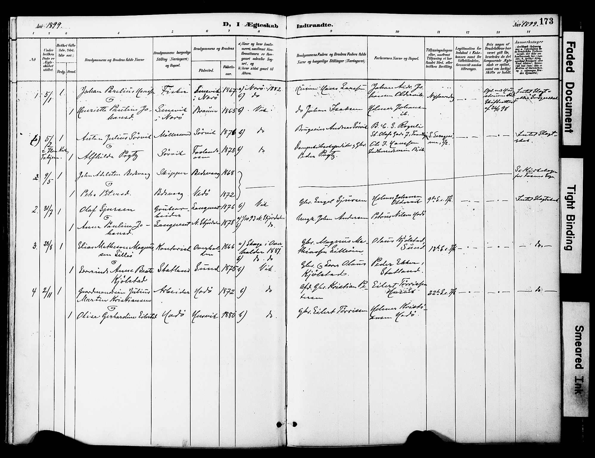 Ministerialprotokoller, klokkerbøker og fødselsregistre - Nord-Trøndelag, SAT/A-1458/774/L0628: Parish register (official) no. 774A02, 1887-1903, p. 173