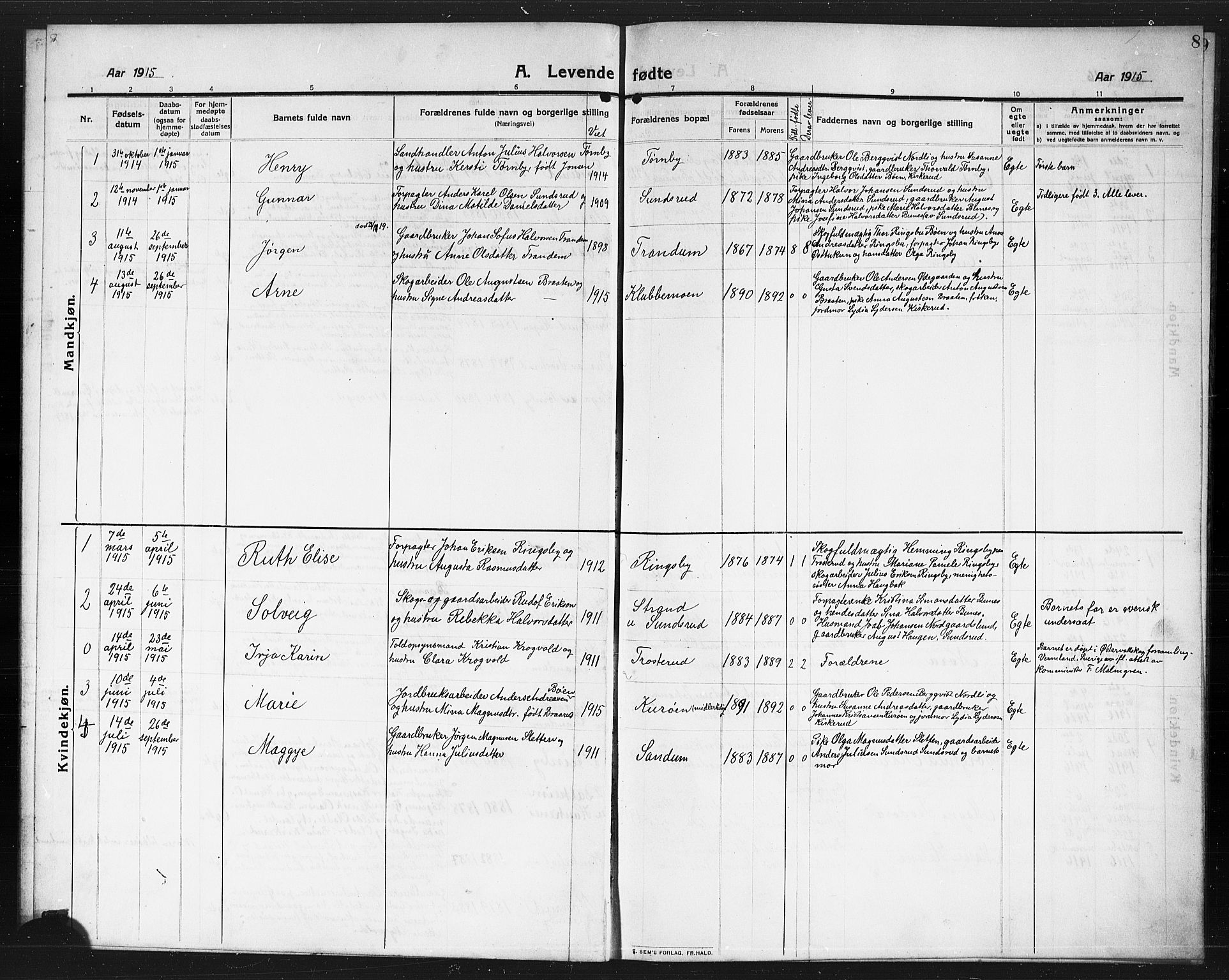 Rødenes prestekontor Kirkebøker, AV/SAO-A-2005/G/Gb/L0002: Parish register (copy) no. II 2, 1911-1921, p. 8