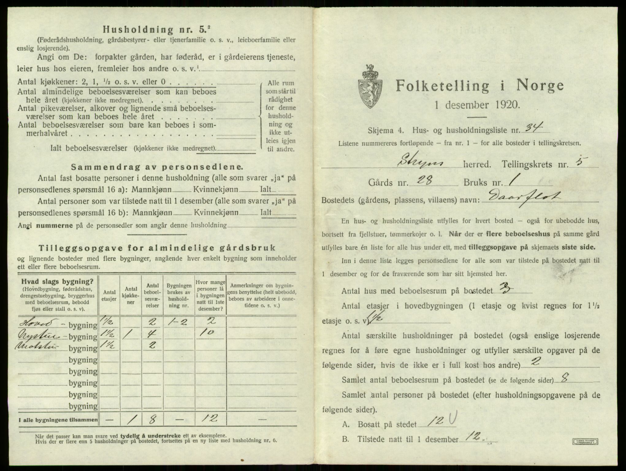 SAB, 1920 census for Stryn, 1920, p. 305