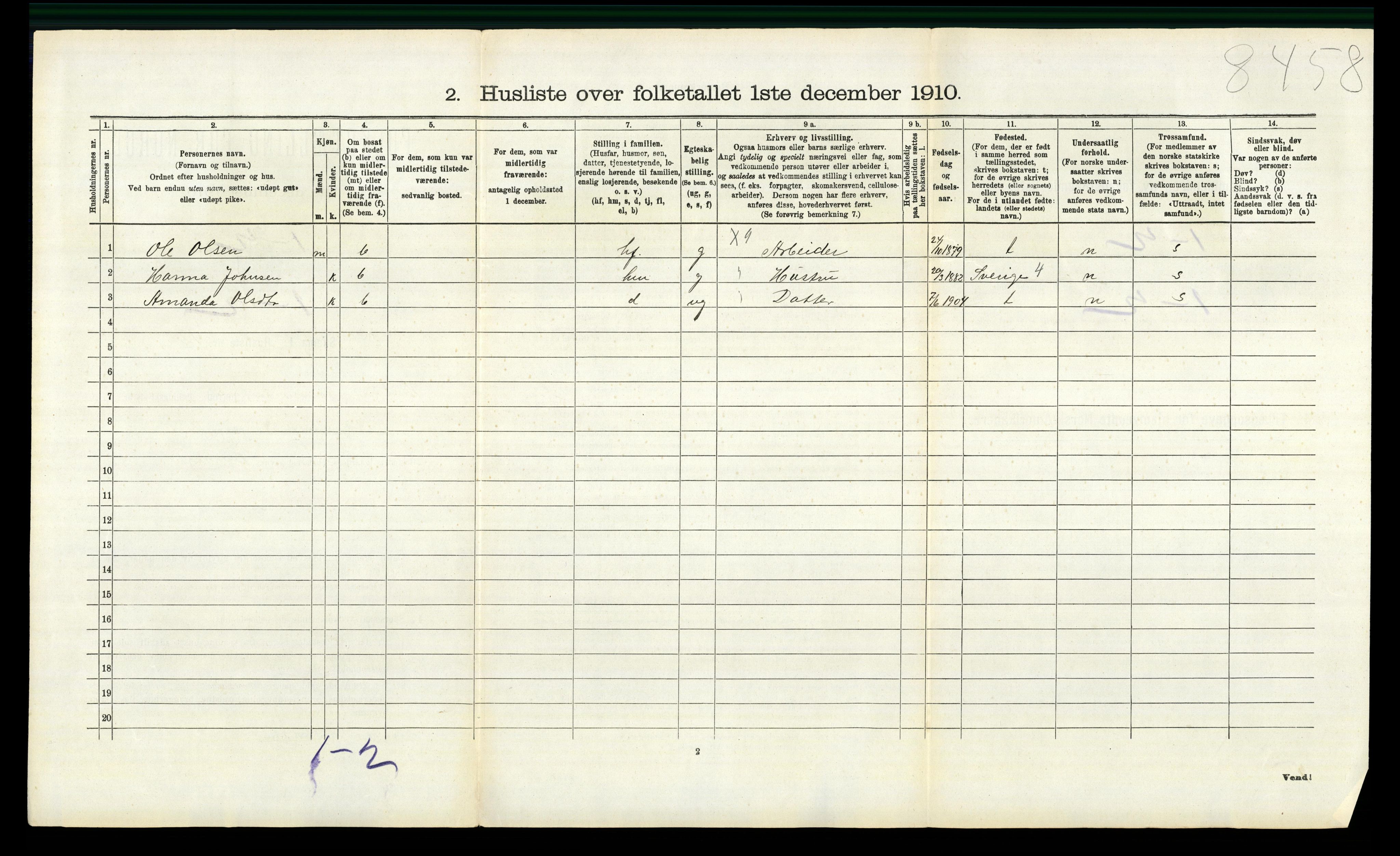 RA, 1910 census for Nannestad, 1910, p. 348