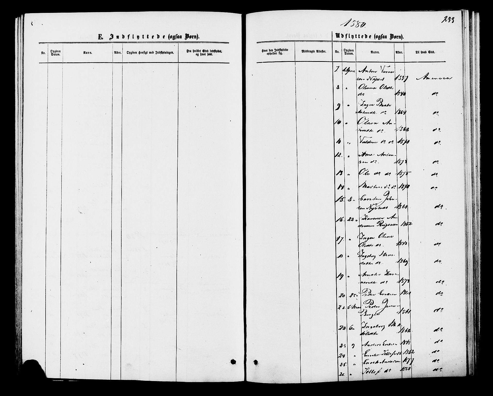 Åmot prestekontor, Hedmark, AV/SAH-PREST-056/H/Ha/Haa/L0009: Parish register (official) no. 9, 1875-1883, p. 233