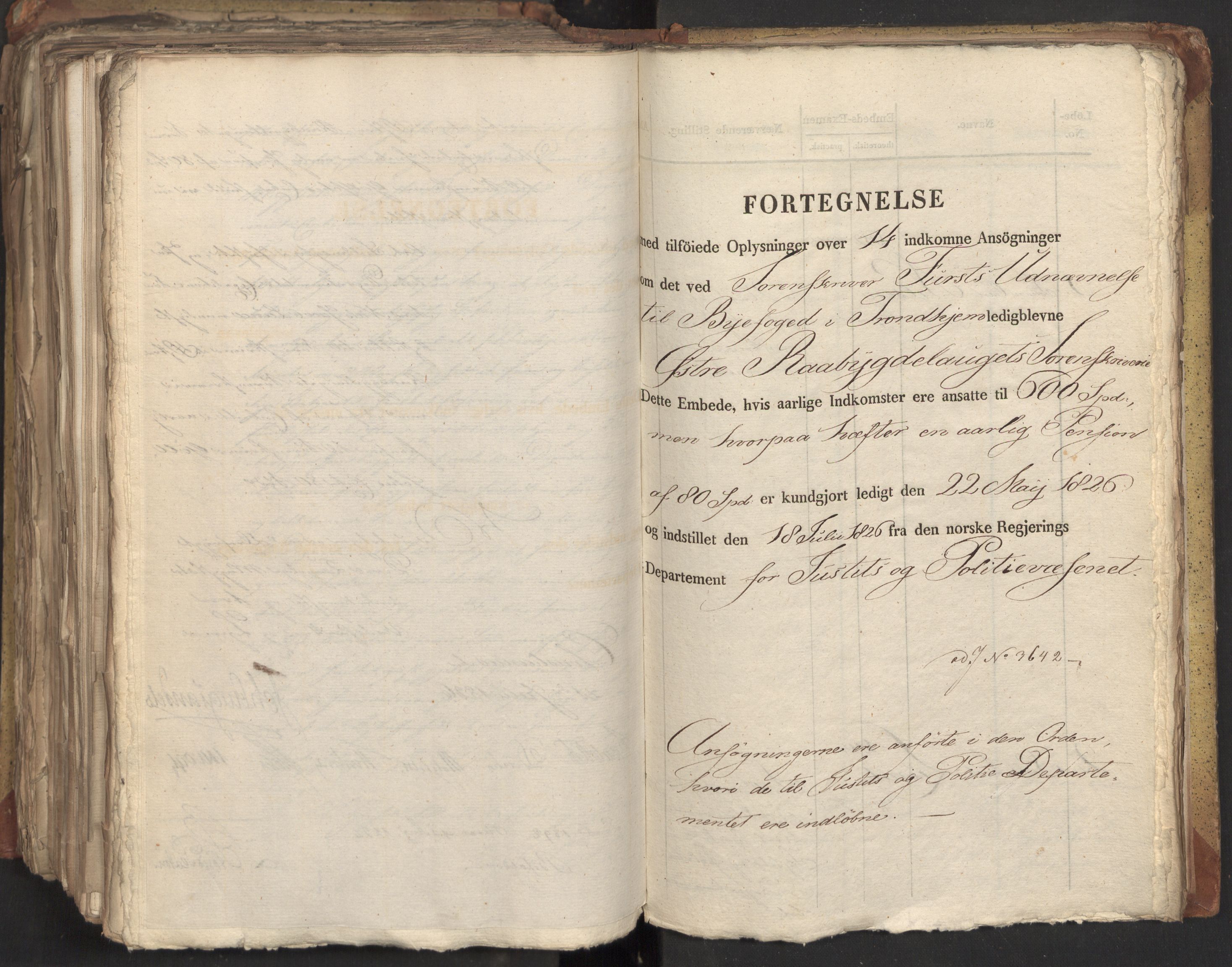 Statsrådsavdelingen i Stockholm, AV/RA-S-1003/D/Da/L0047: Regjeringsinnstillinger nr. 3501-3659, 1826, p. 447