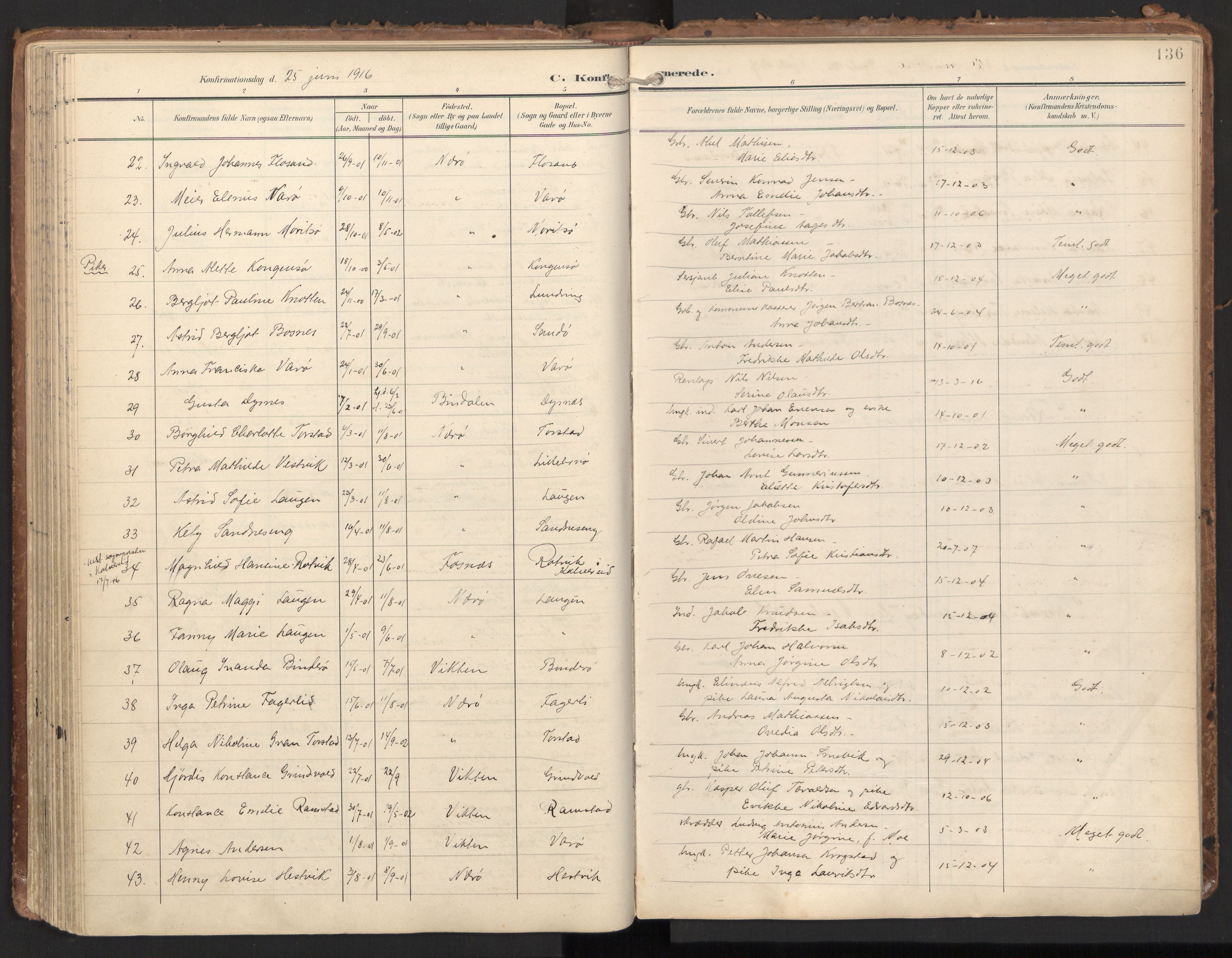 Ministerialprotokoller, klokkerbøker og fødselsregistre - Nord-Trøndelag, SAT/A-1458/784/L0677: Parish register (official) no. 784A12, 1900-1920, p. 136