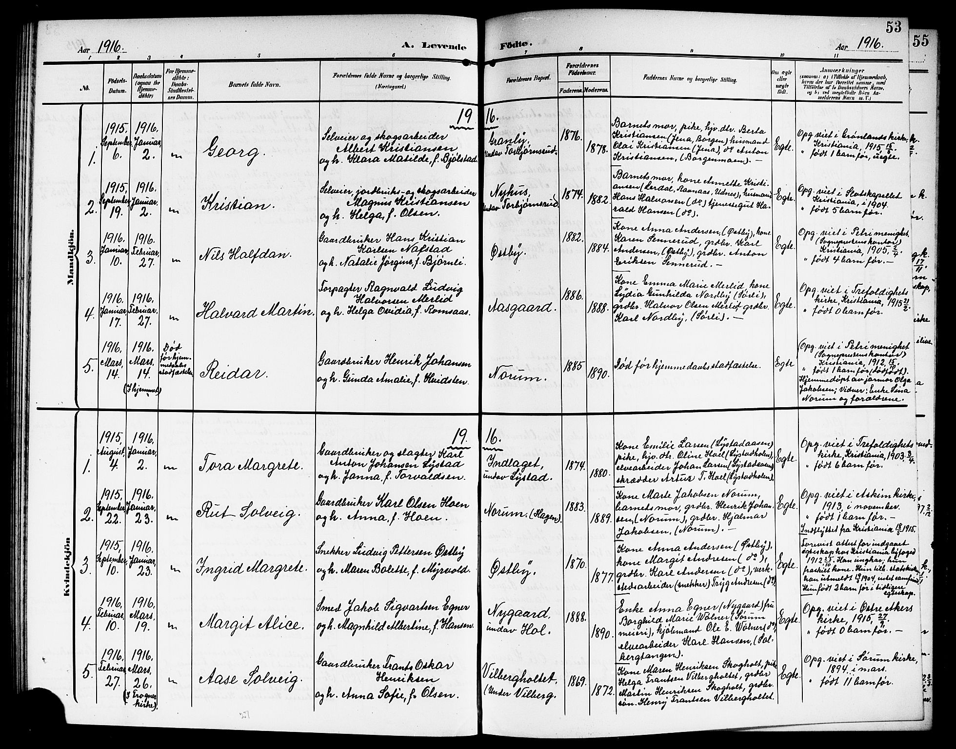 Sørum prestekontor Kirkebøker, SAO/A-10303/G/Ga/L0007: Parish register (copy) no. I 7, 1907-1917, p. 53