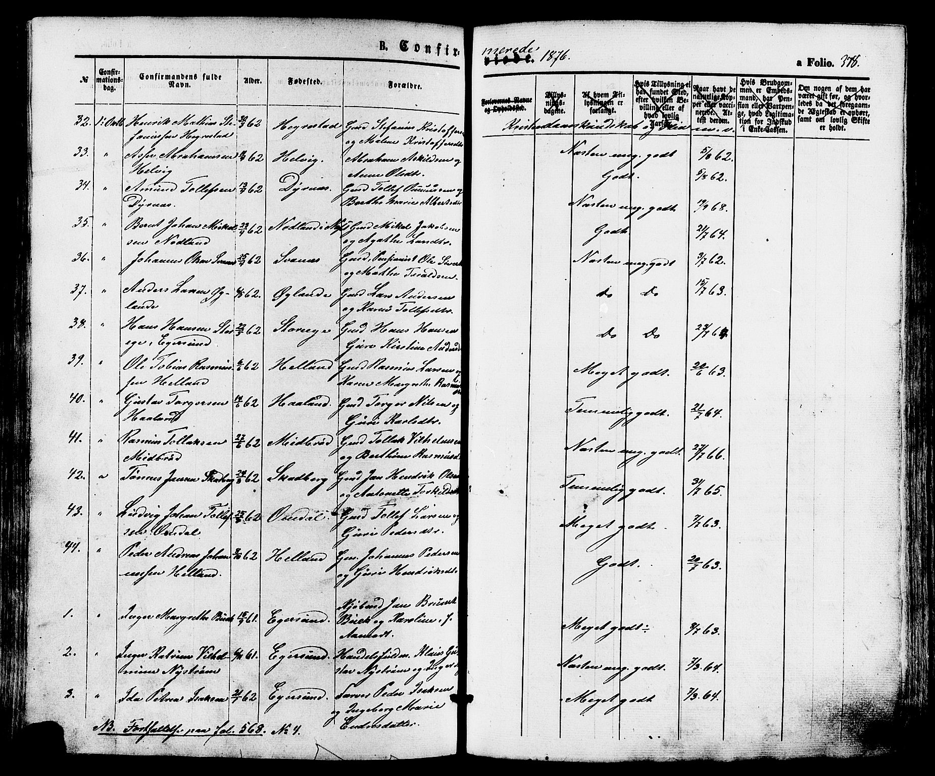 Eigersund sokneprestkontor, AV/SAST-A-101807/S08/L0014: Parish register (official) no. A 13, 1866-1878, p. 378