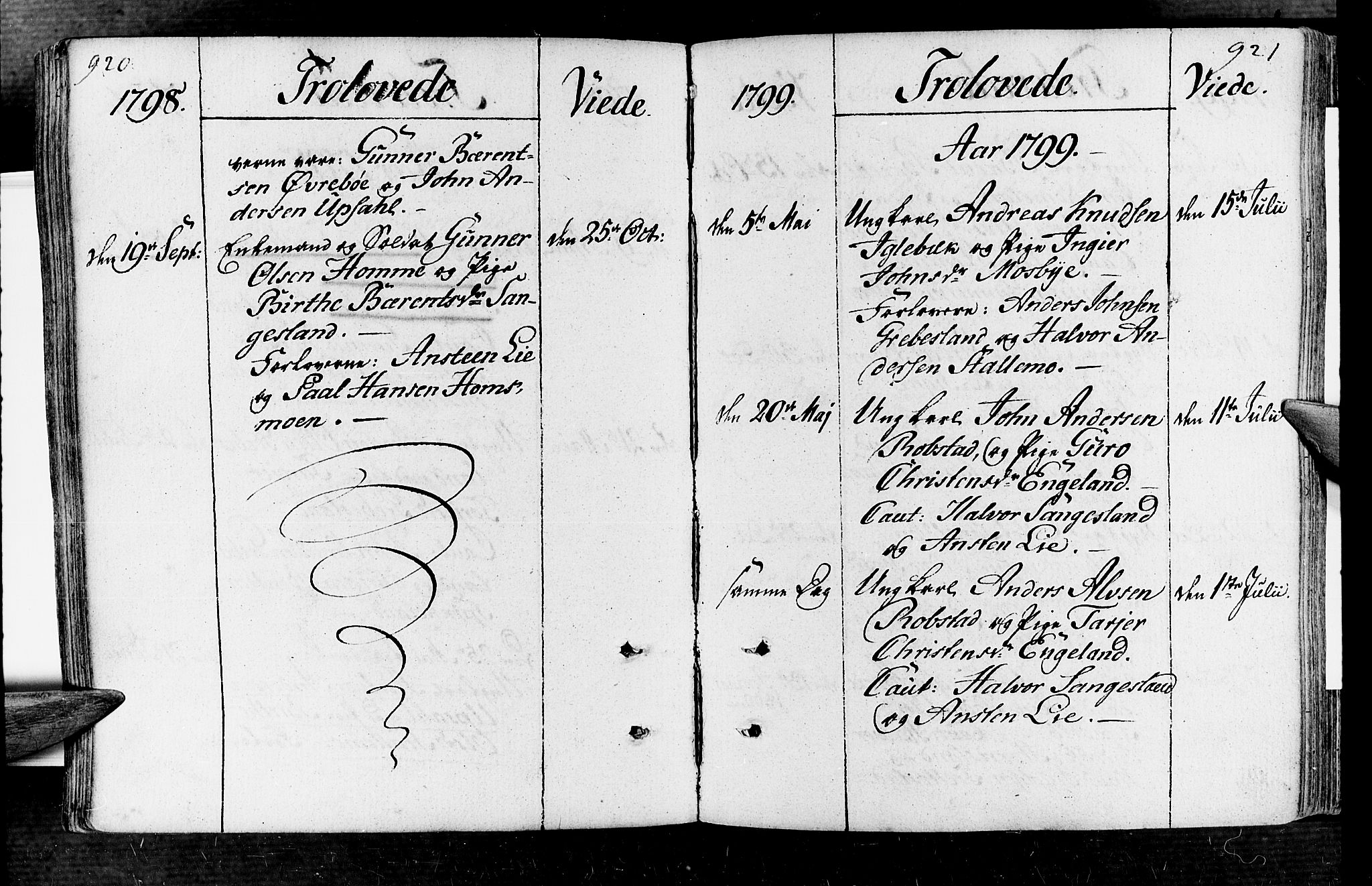 Vennesla sokneprestkontor, AV/SAK-1111-0045/Fa/Fac/L0002: Parish register (official) no. A 2, 1785-1834, p. 920-921