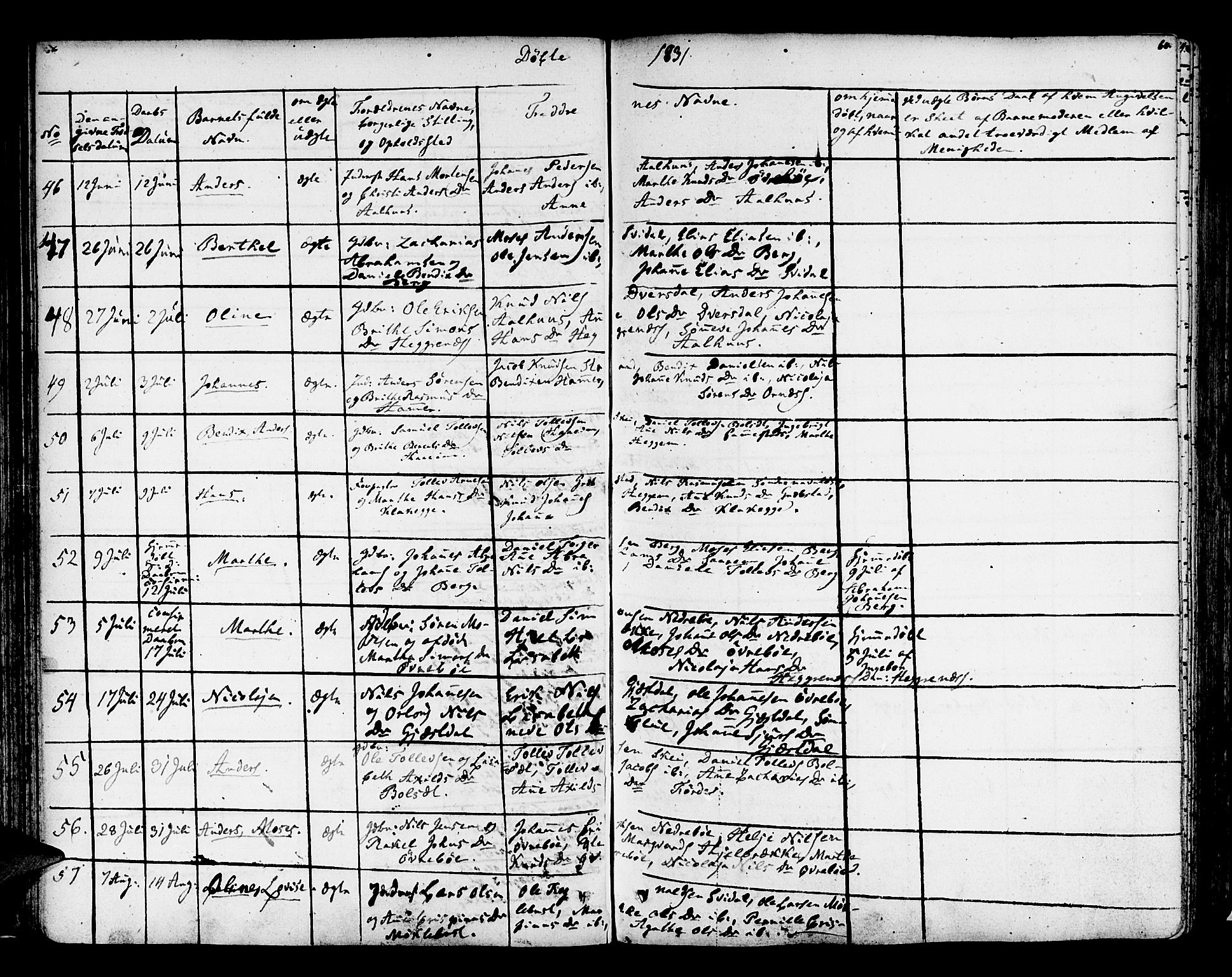 Jølster sokneprestembete, AV/SAB-A-80701/H/Haa/Haaa/L0008: Parish register (official) no. A 8, 1821-1833, p. 60