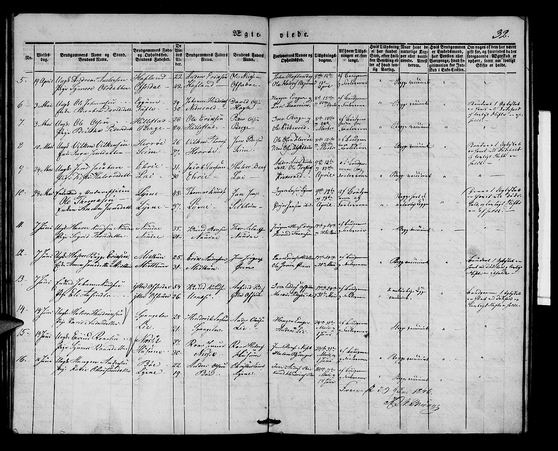 Lærdal sokneprestembete, SAB/A-81201: Parish register (official) no. A 8, 1834-1853, p. 32