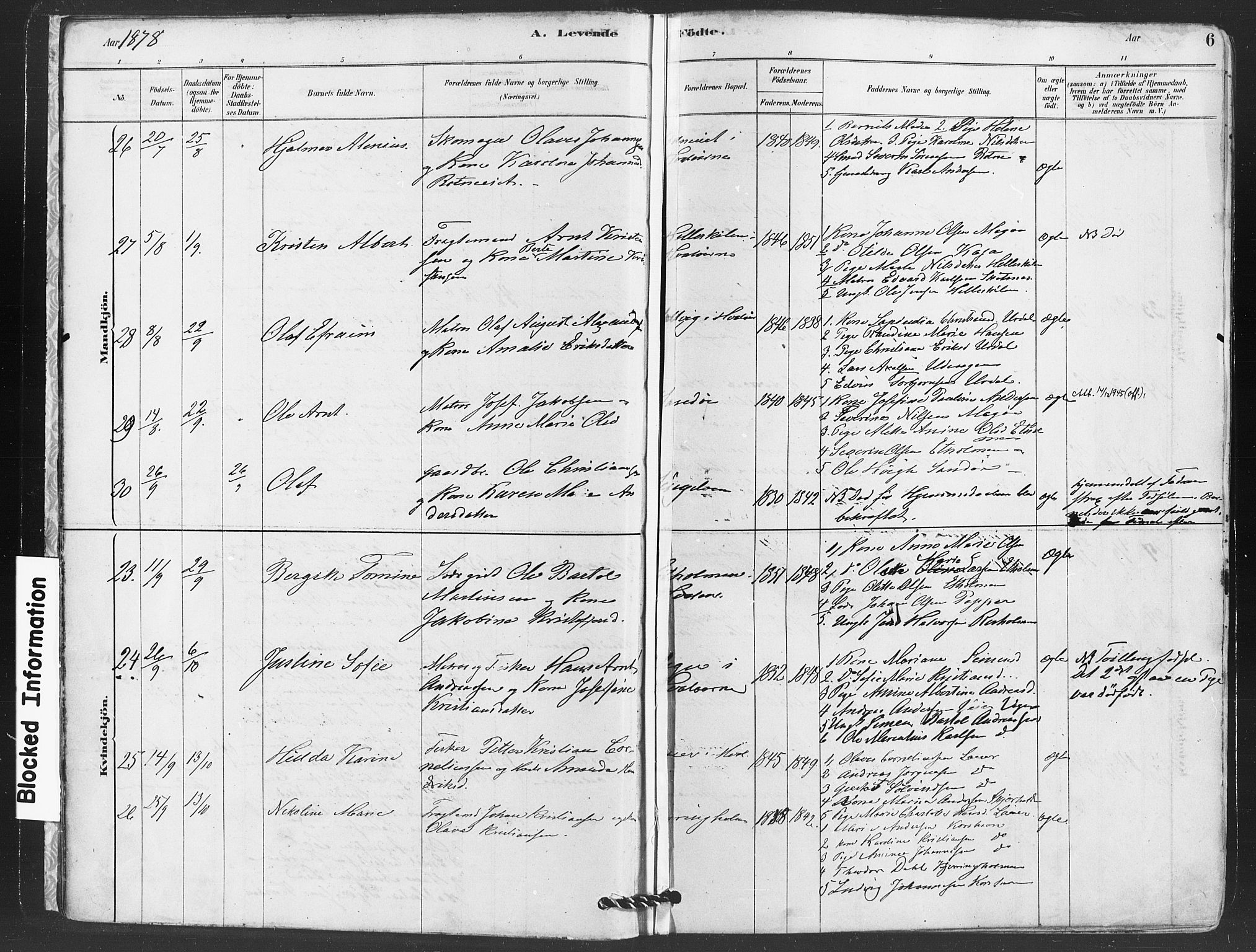 Hvaler prestekontor Kirkebøker, AV/SAO-A-2001/F/Fa/L0008: Parish register (official) no. I 8, 1878-1895, p. 6