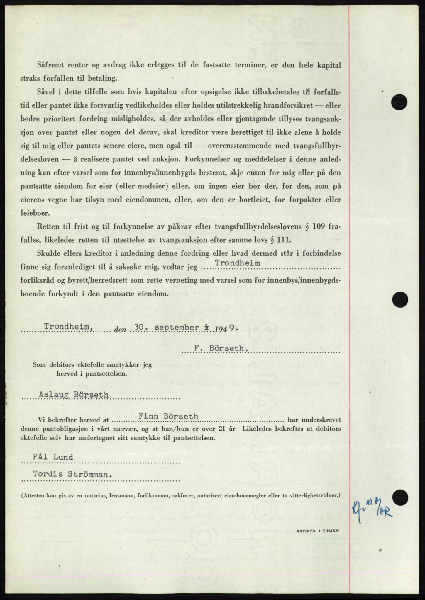 Nordmøre sorenskriveri, AV/SAT-A-4132/1/2/2Ca: Mortgage book no. B102, 1949-1949, Diary no: : 2711/1949